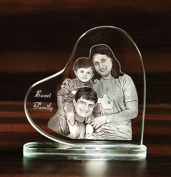 2D Cross Heart-Shaped Personalized Photo Crystal (Size: 10x10x1.2cm)