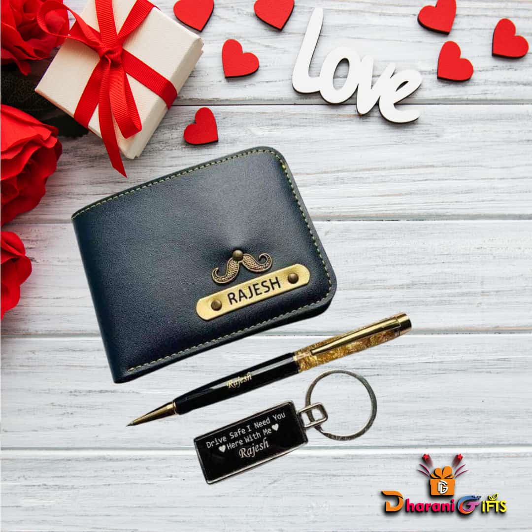 Personalized Leather Wallet Gift Set