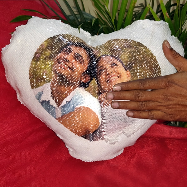 Custom Sequin Heart Pillow