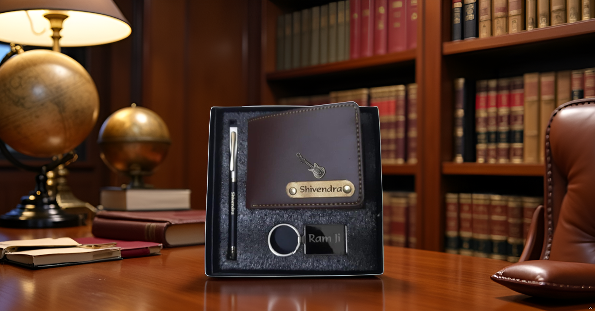 Personalized Leather Wallet Gift Set