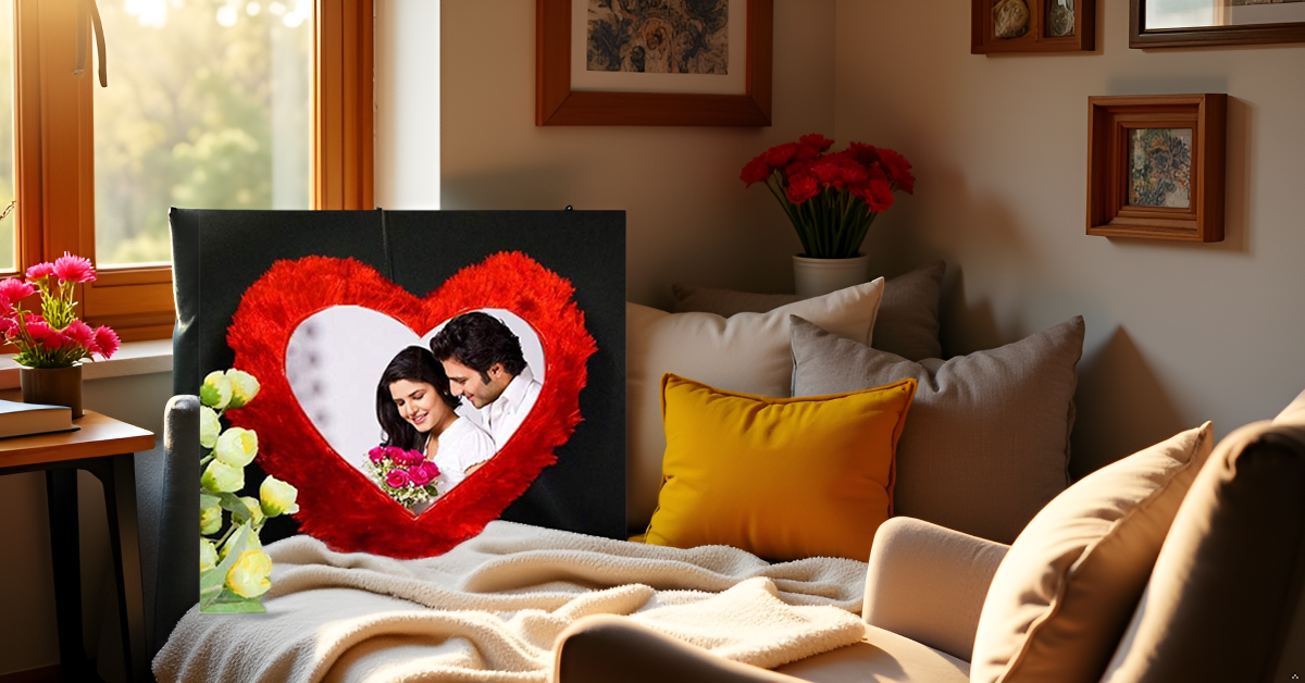 Heart-Shaped soft fur Pillow with Photo Print