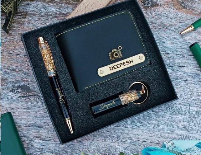 Personalized Wallet, Keychain, and Pen Gift Set