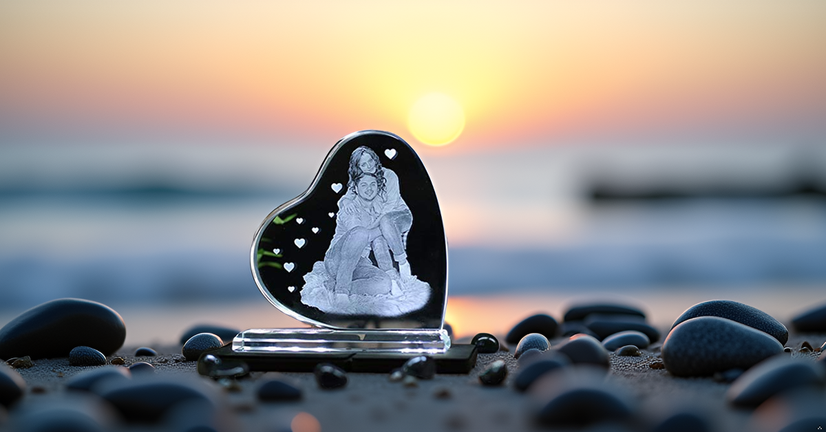 2D Cross Heart-Shaped Personalized  Photo Crystal (Size: 10x10x1.2cm)