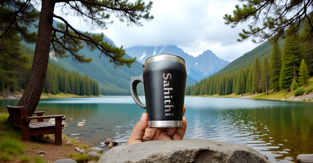 Stainless Steel Personalized Black Mug with Name