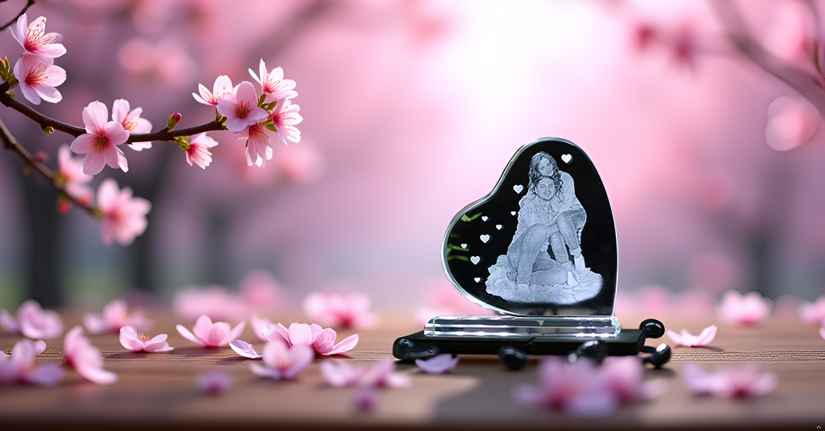 2D Cross Heart-Shaped Personalized  Photo Crystal (Size: 10x10x1.2cm)