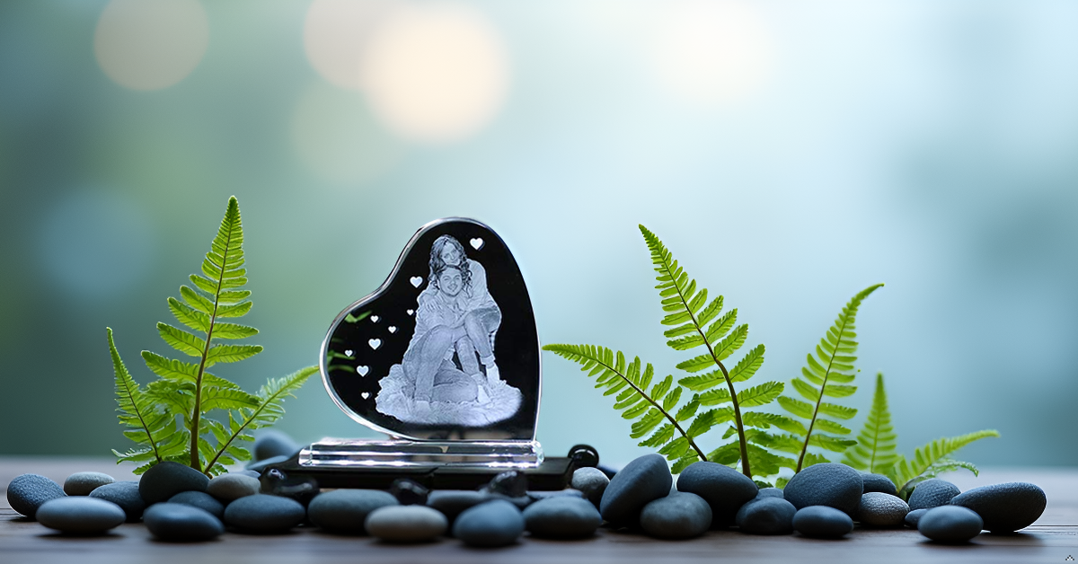 2D Cross Heart-Shaped Personalized  Photo Crystal (Size: 10x10x1.2cm)