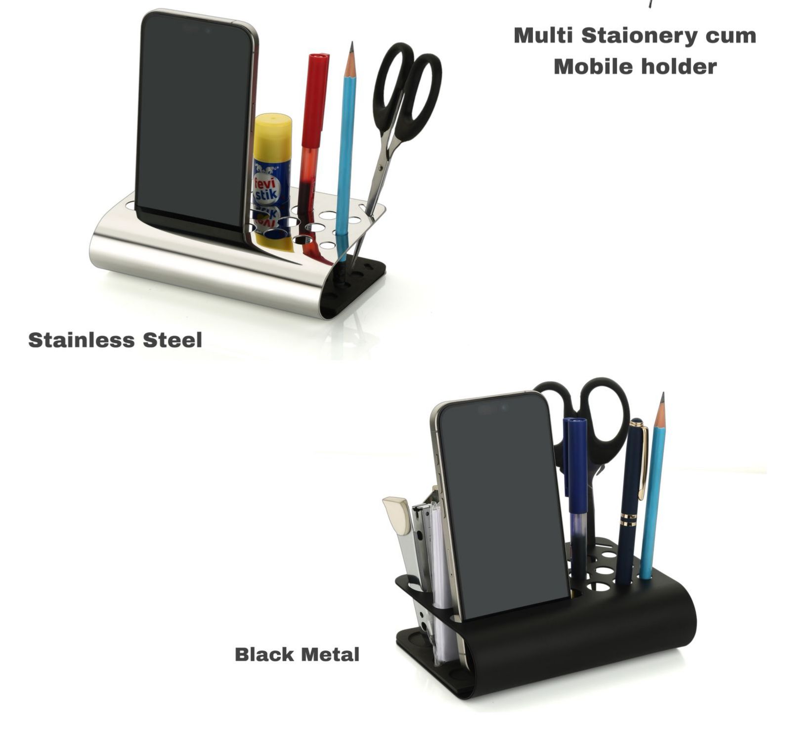 Stailess steel Personalized Desk Organizer With Brand or Name print