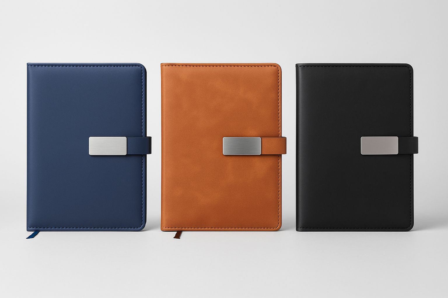Leather Notebook with name or logo print on strip