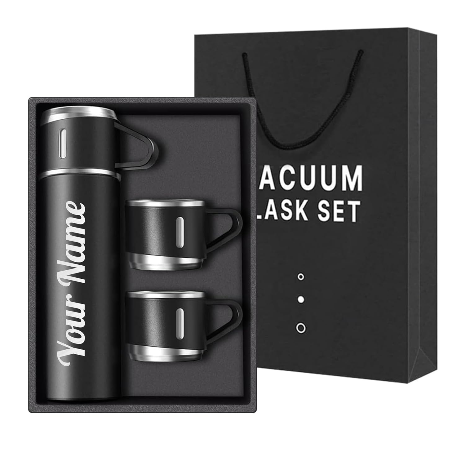 Personalized Vacuum Flask Set 3 in 1 with Name or Logo Print