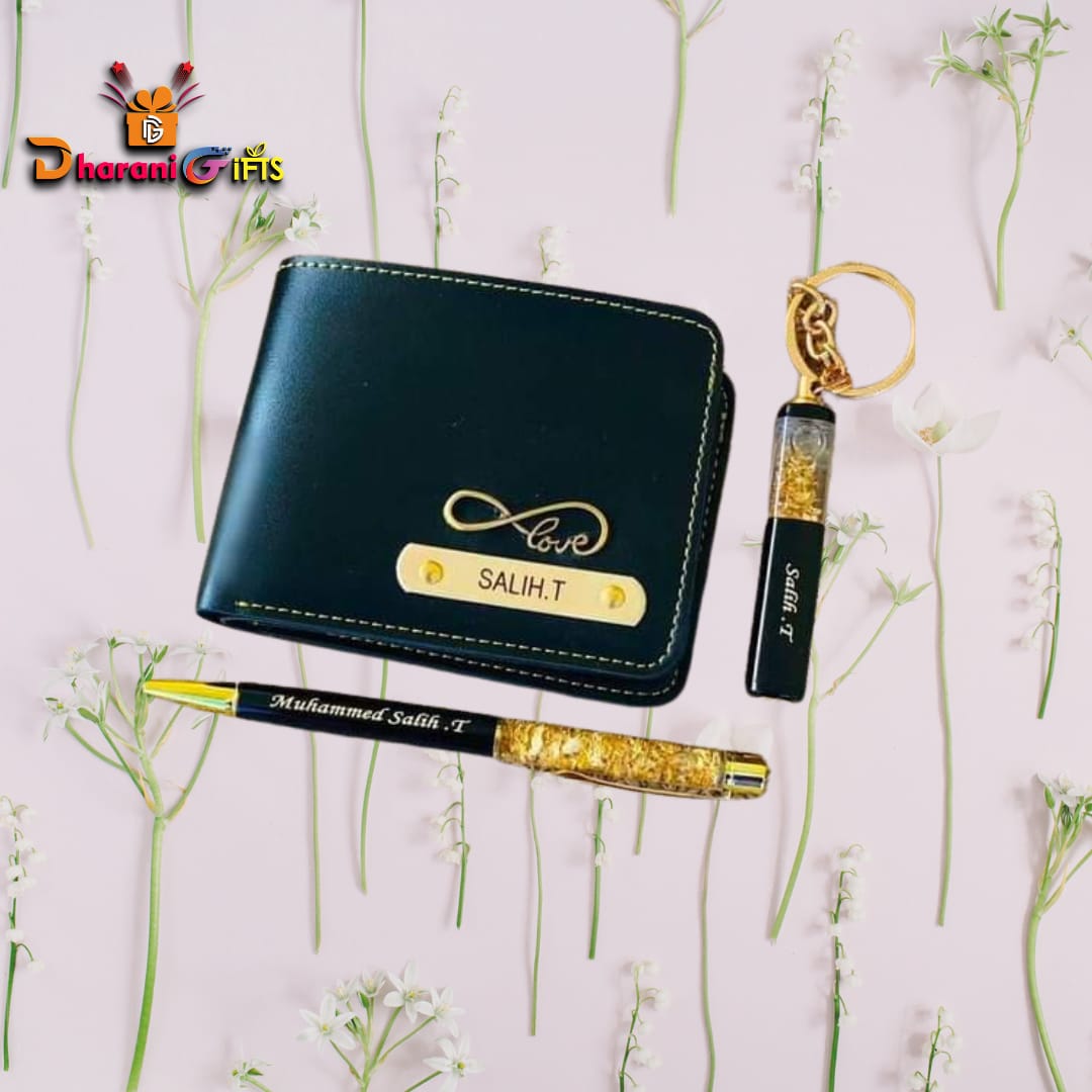 Personalized Leather Wallet Gift Set
