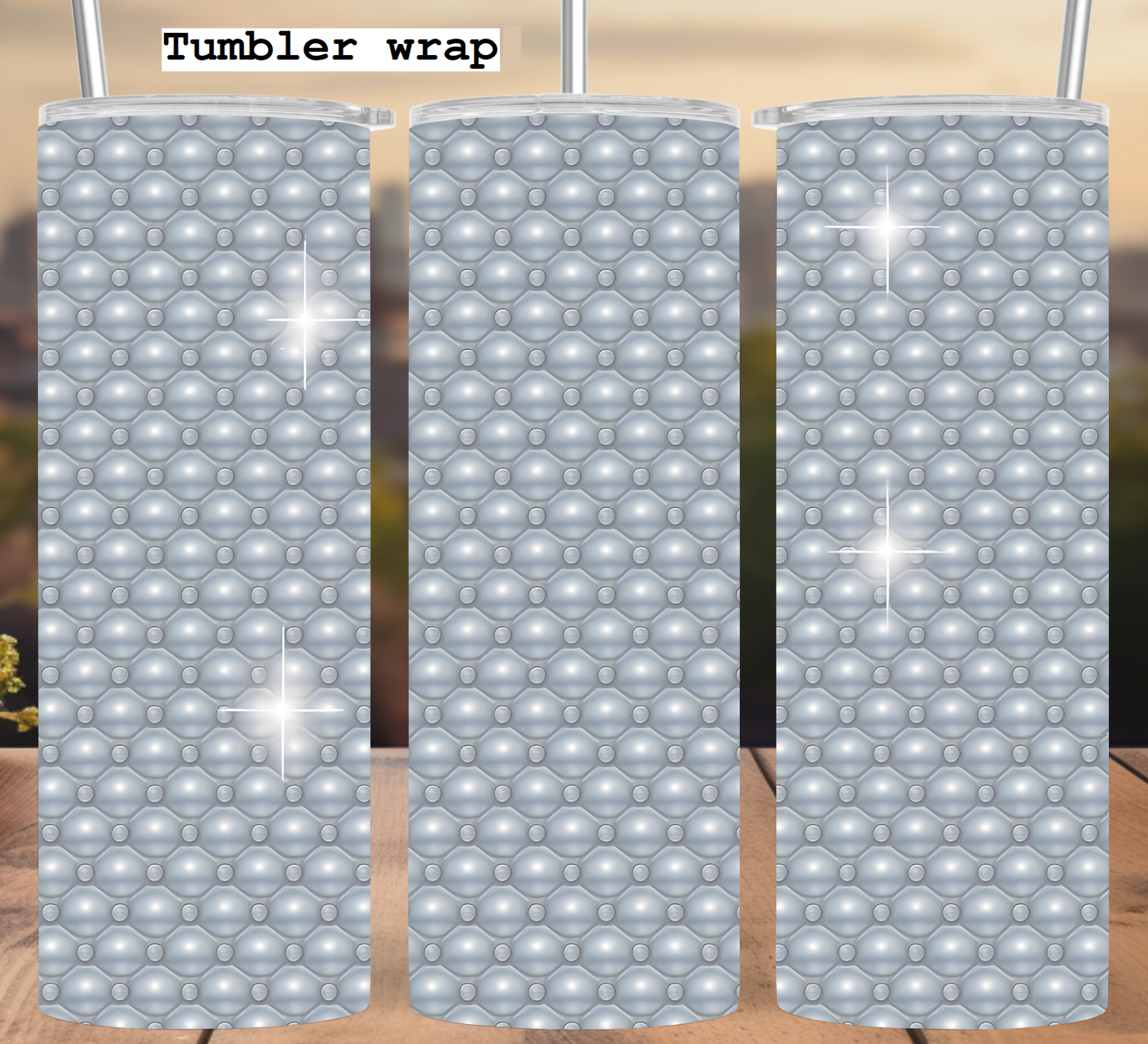 Silver Sparkle Bubble: Shiny Pearl Texture Aesthetic tumbler wrap 20oz PNG