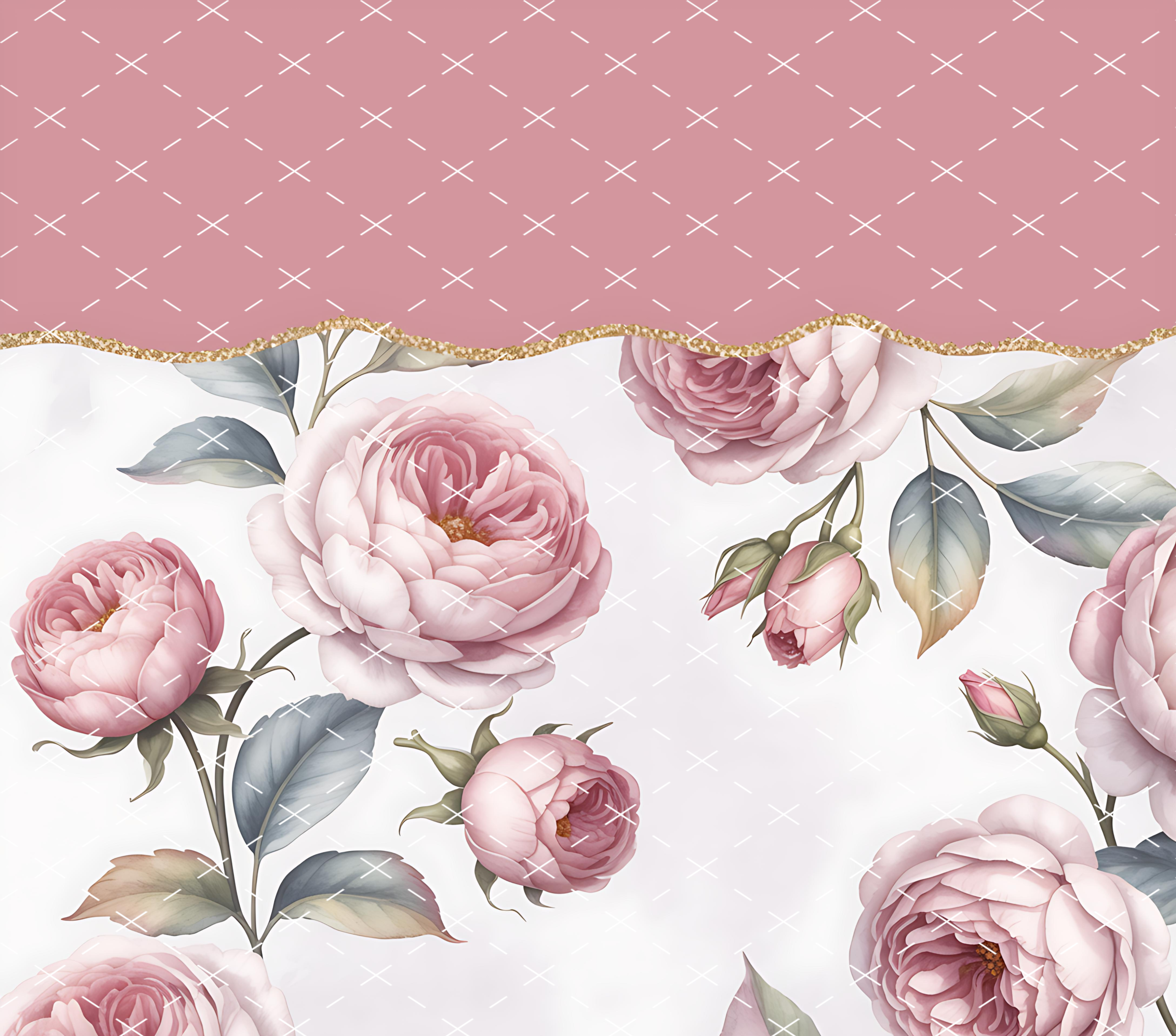 Elegant Pink Peony Floral Design tumbler wrap 20oz PNG