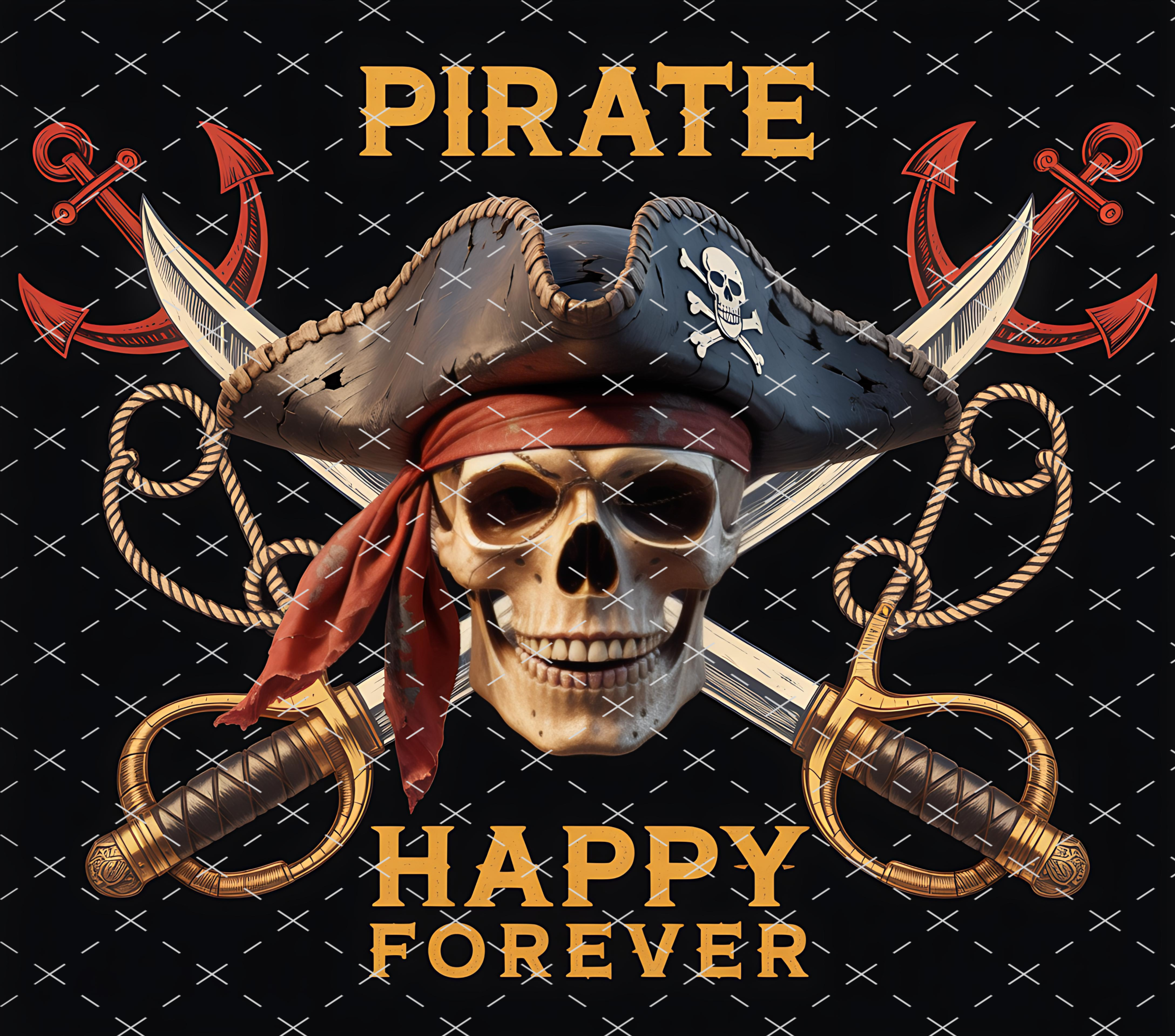 Pirate Skull Swords tumbler wrap 20oz PNG