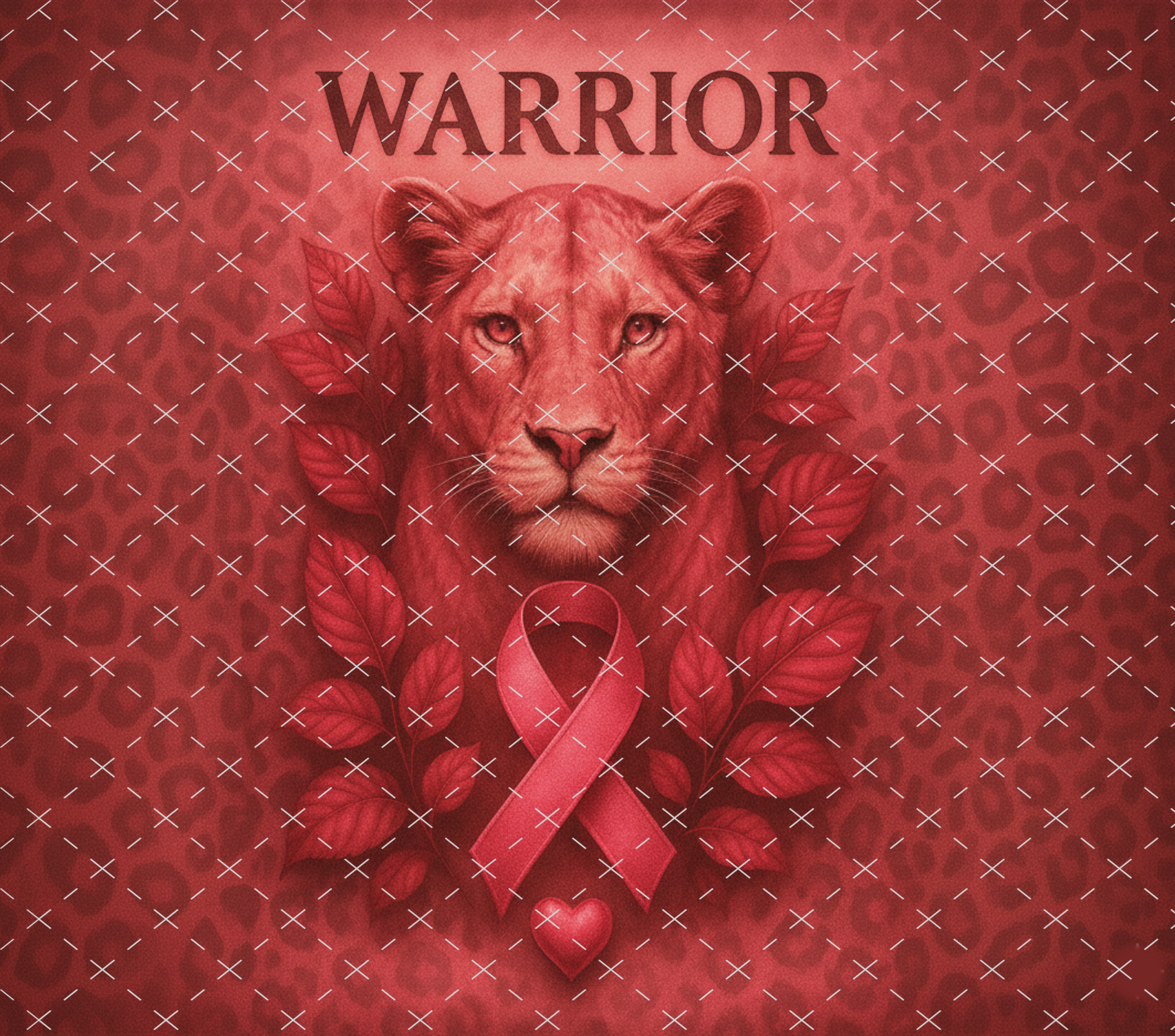 Warrior Lioness: Pink Ribbon Awareness Strength Design tumbler wrap 20oz PNG