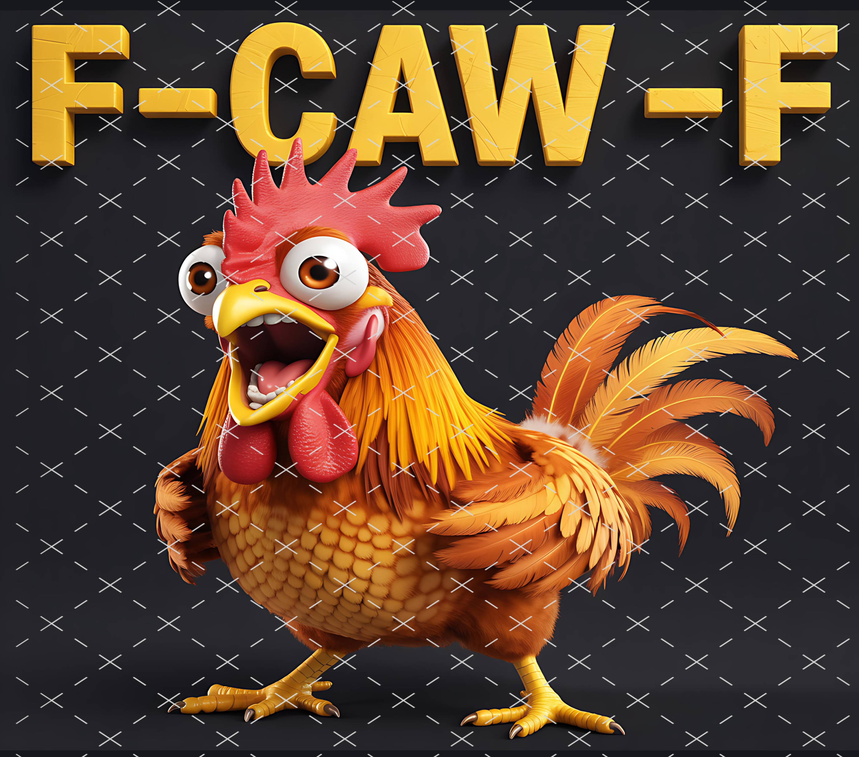 Funny Rooster F-Caw-F Cartoon tumbler wrap 20oz PNG