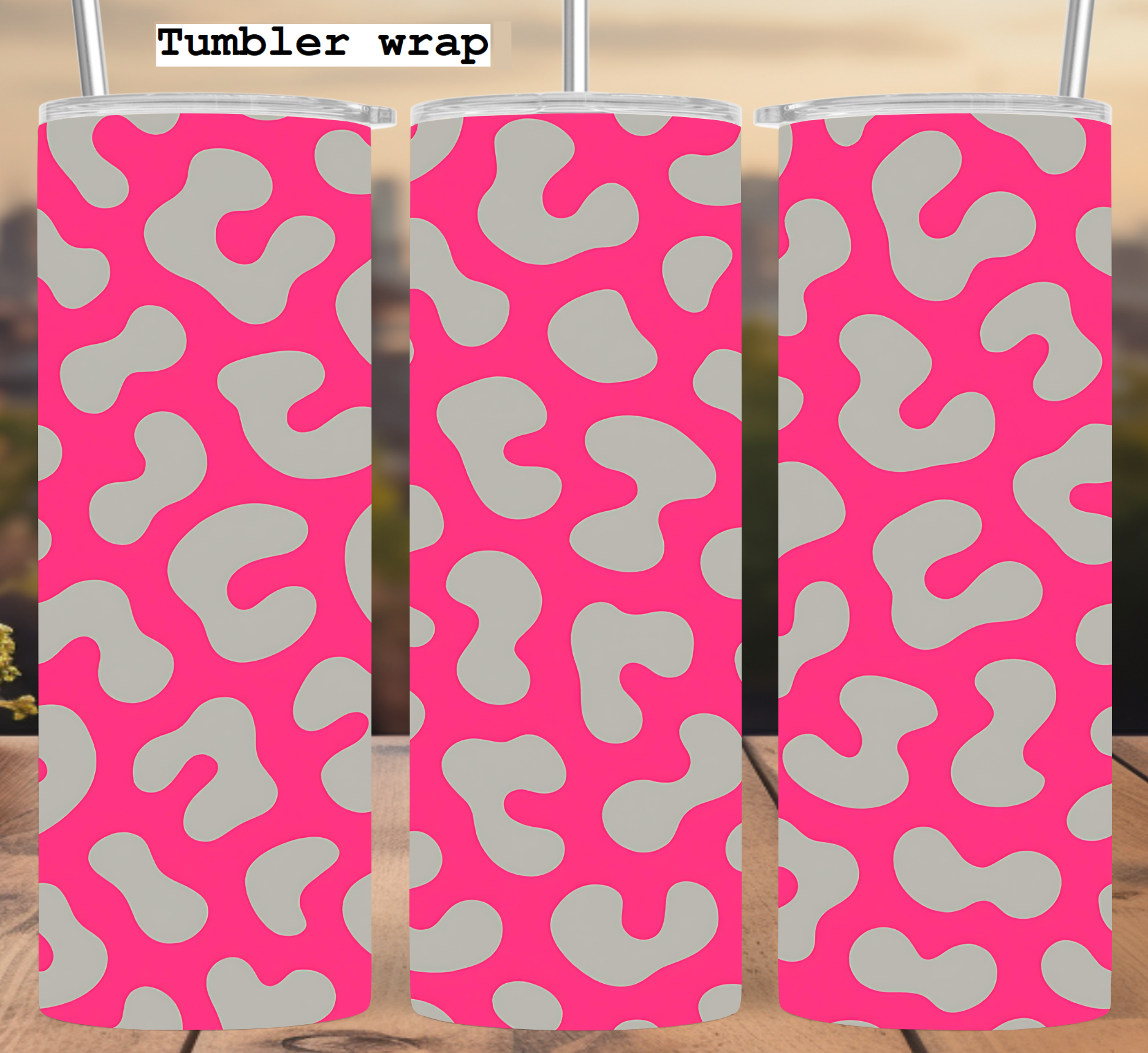 Leopard Print Tumbler Wrap: Vibrant Orange Yellow Animal Pattern 20oz PNG Digital Download
