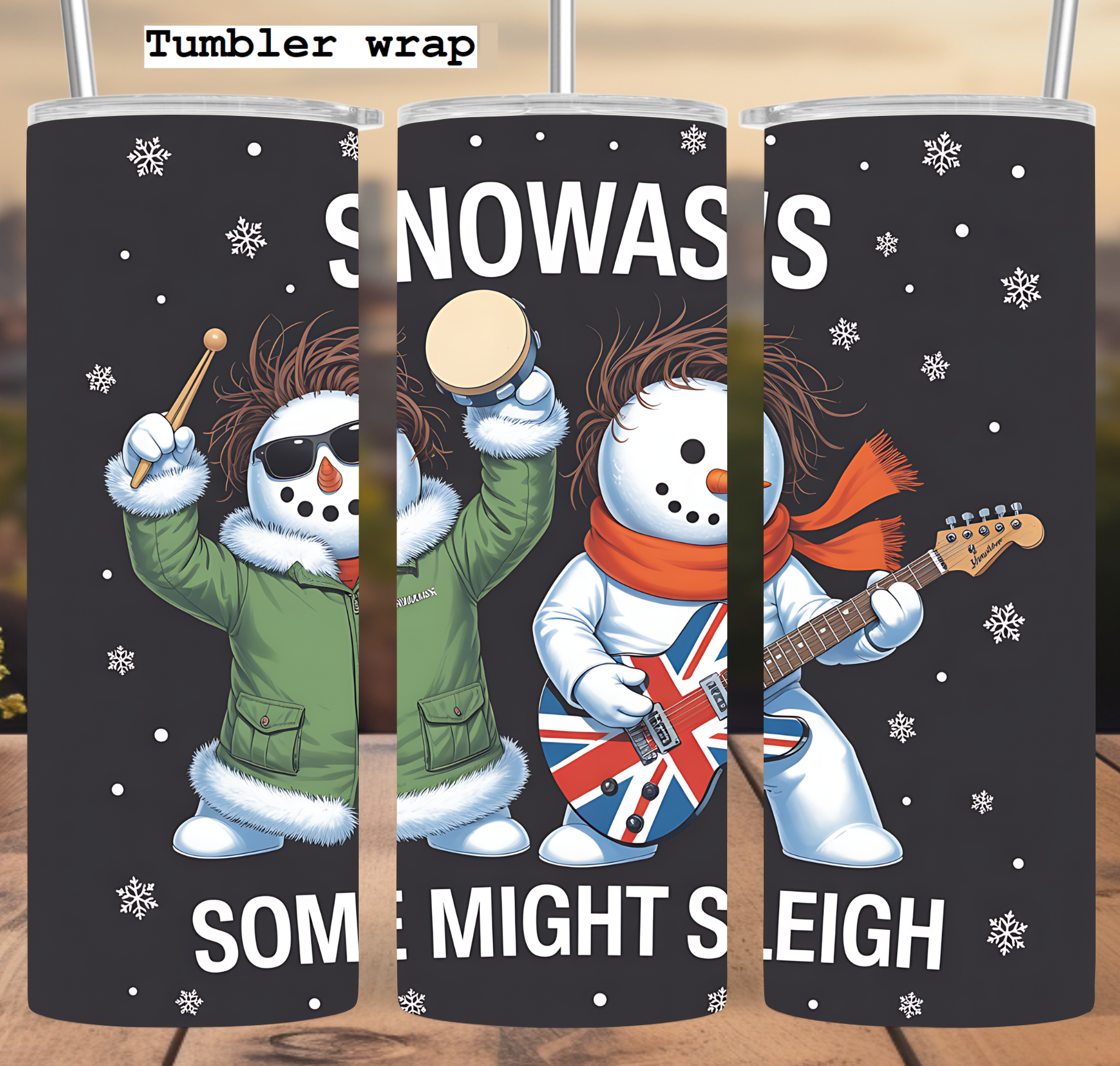 Funny Snowman Band Christmas tumbler wrap 20oz PNG