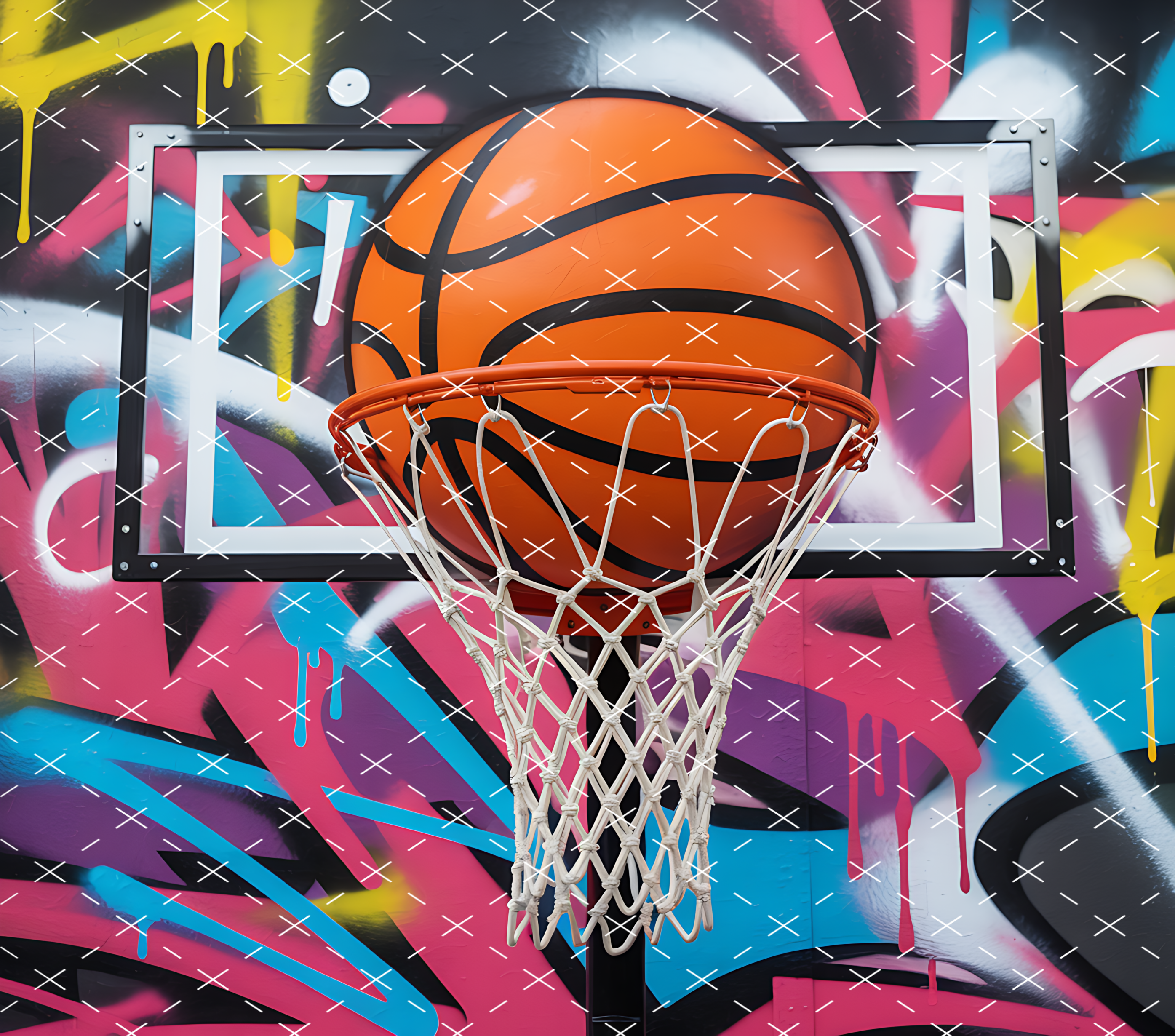 Basketball Graffiti Street Art: Bold Urban Hoop Design tumbler wrap 20oz PNG
