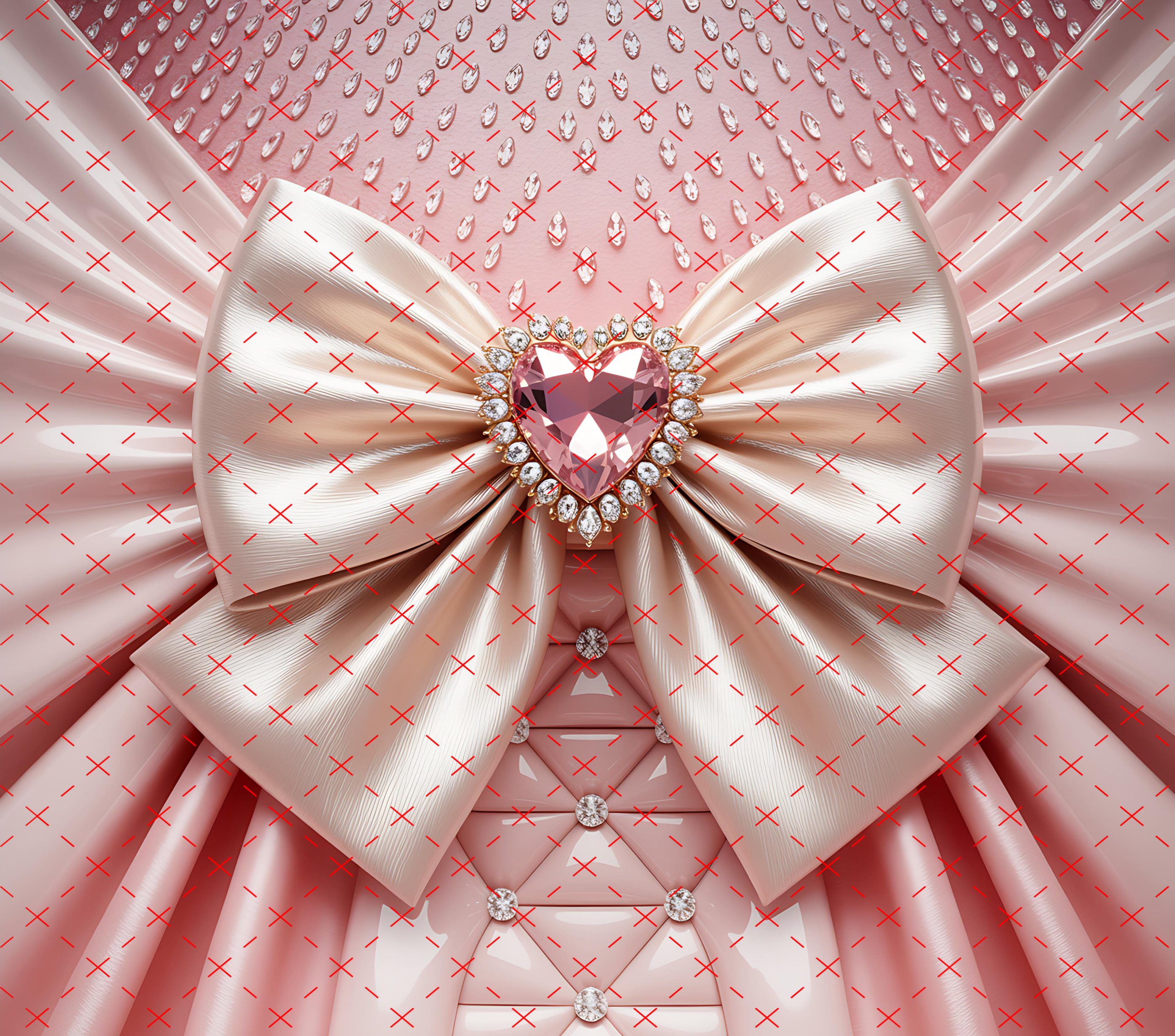 Luxury Pink Bow Heart Jewel Tumbler Wrap