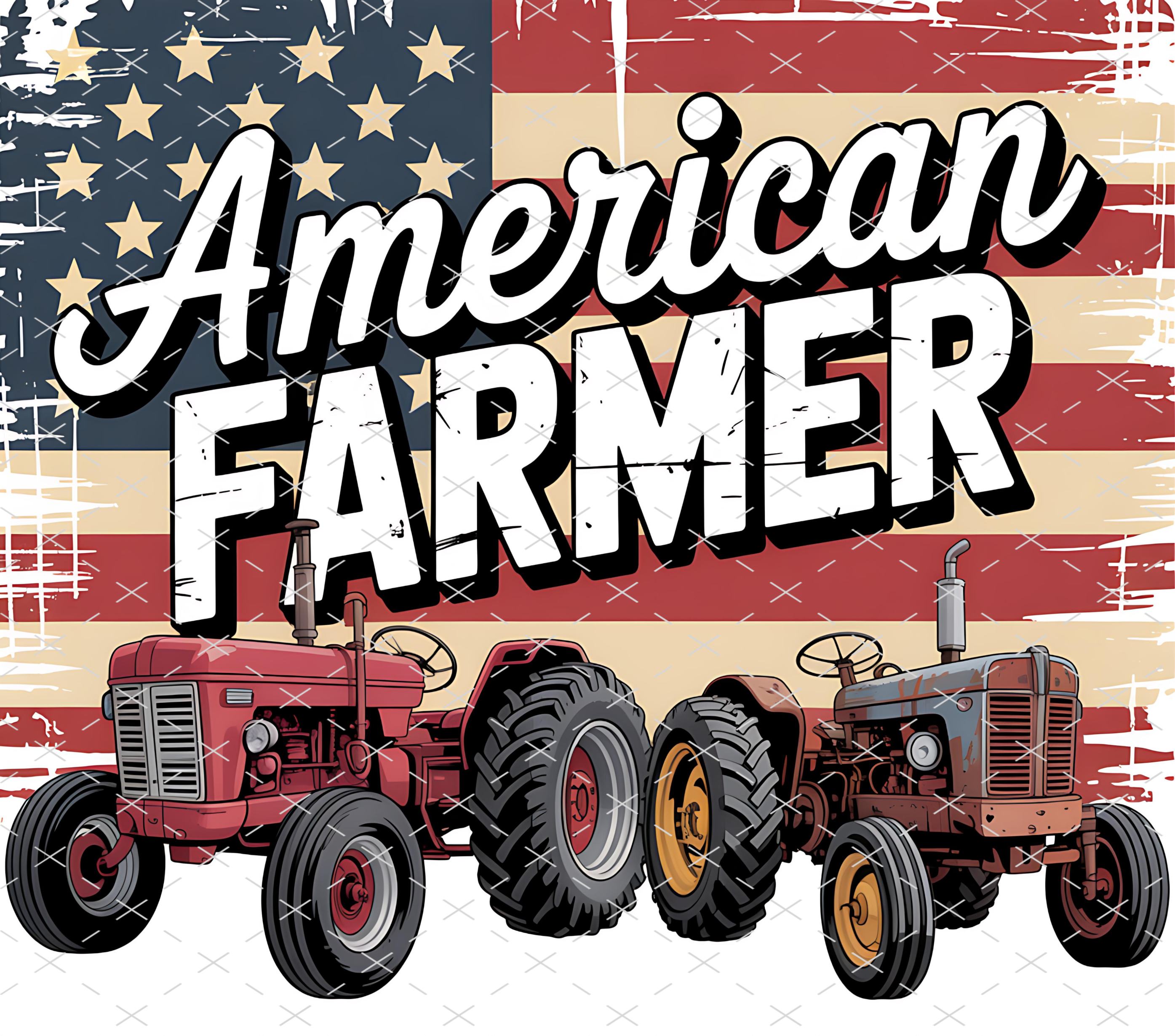 American Farmer Tractor Vintage tumbler wrap 20oz PNG