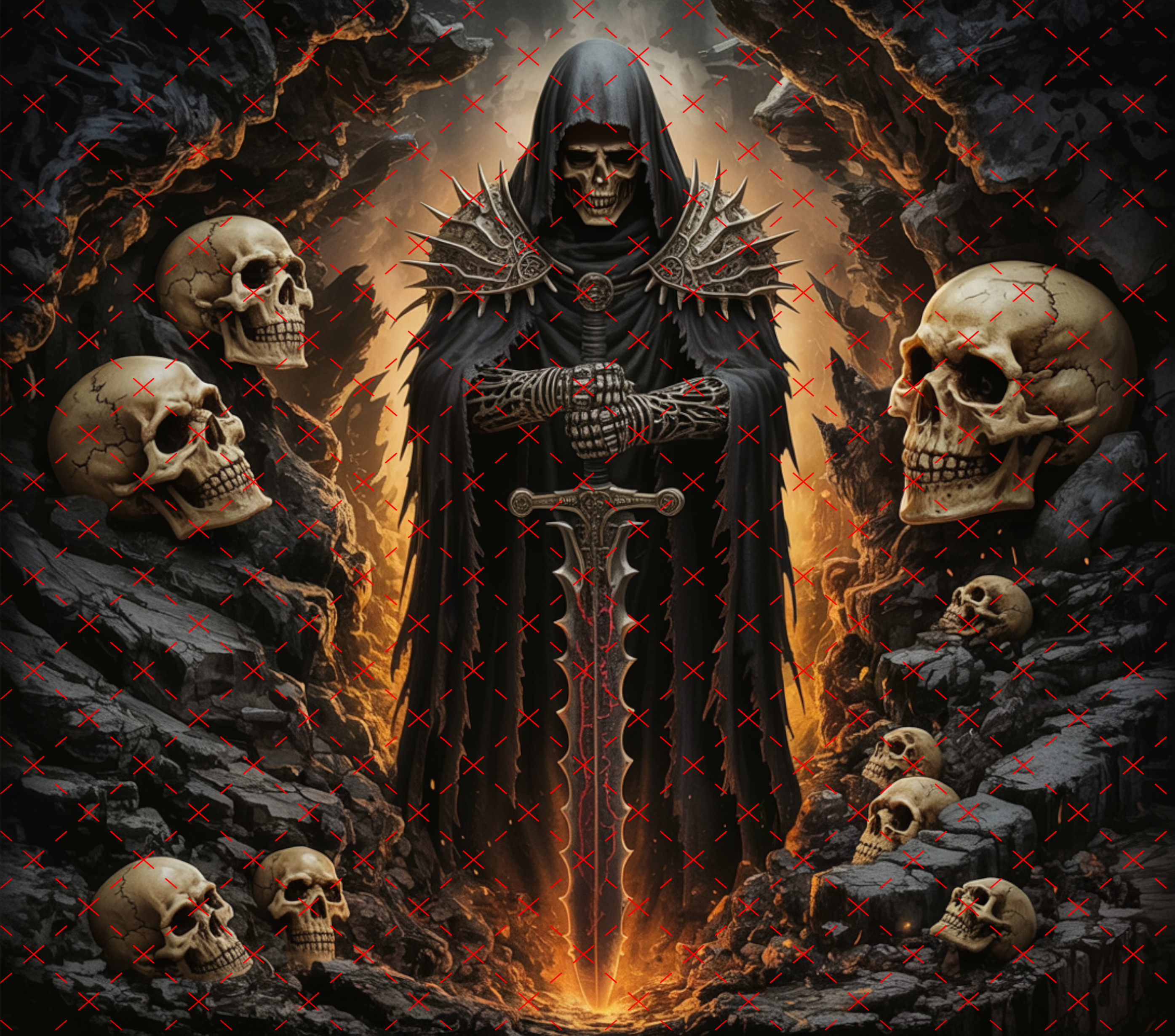 Dark Reaper Skull Warrior Tumbler Wrap: Gothic Death Knight Design 20oz PNG (Digital Download)