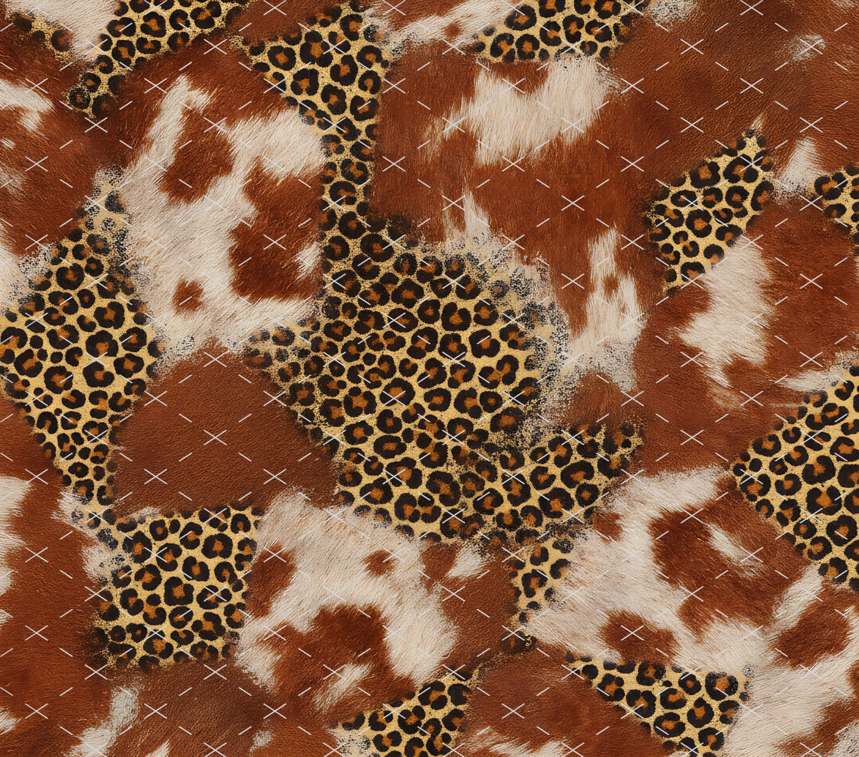 Rustic Cow Leopard Mix Pattern tumbler wrap 20oz PNG