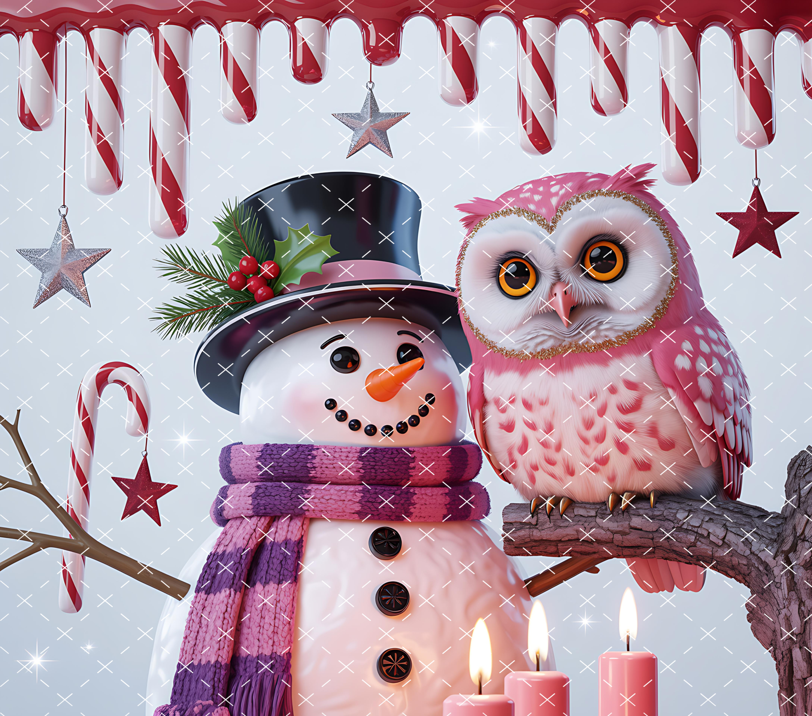 Christmas Owl Tumbler Wrap 20oz PNG