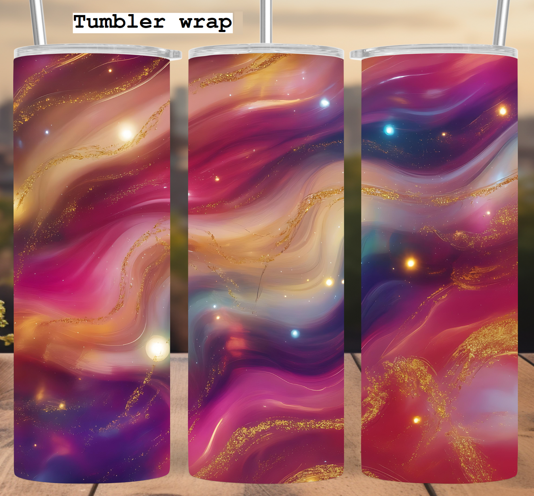 Galaxy Gold Swirl Cosmic Marble: Deep Space Stardust Aesthetic tumbler wrap 20oz PNG