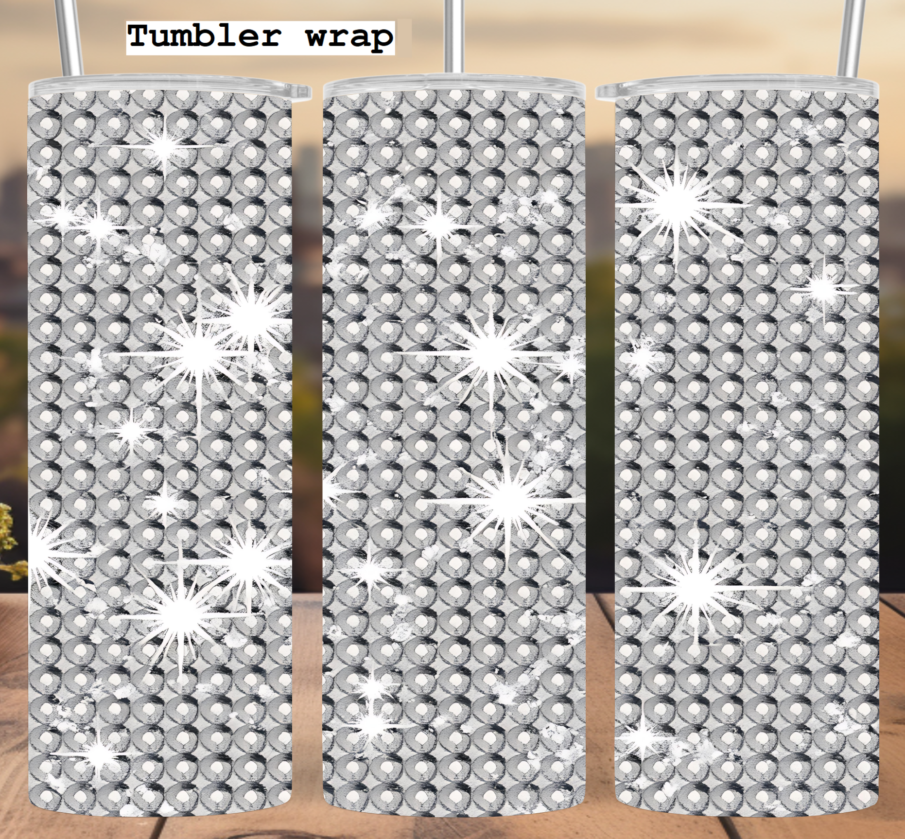 Rhinestone Sparkle Glam: Silver Glitter Shine Aesthetic tumbler wrap 20oz PNG