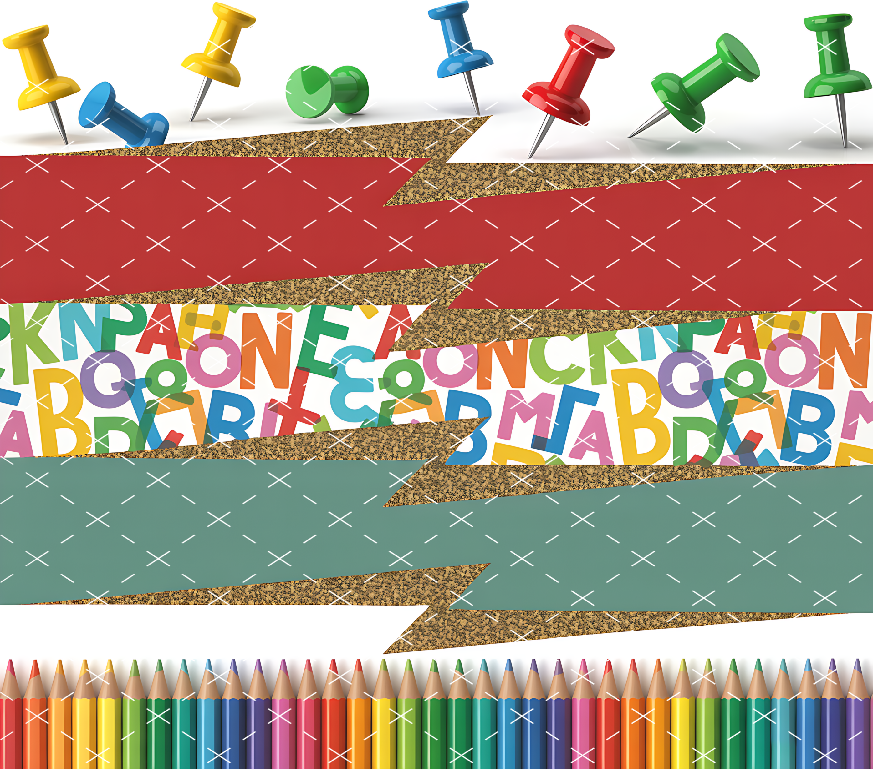 School pencils alphabet sparkle tumbler wrap 20oz PNG