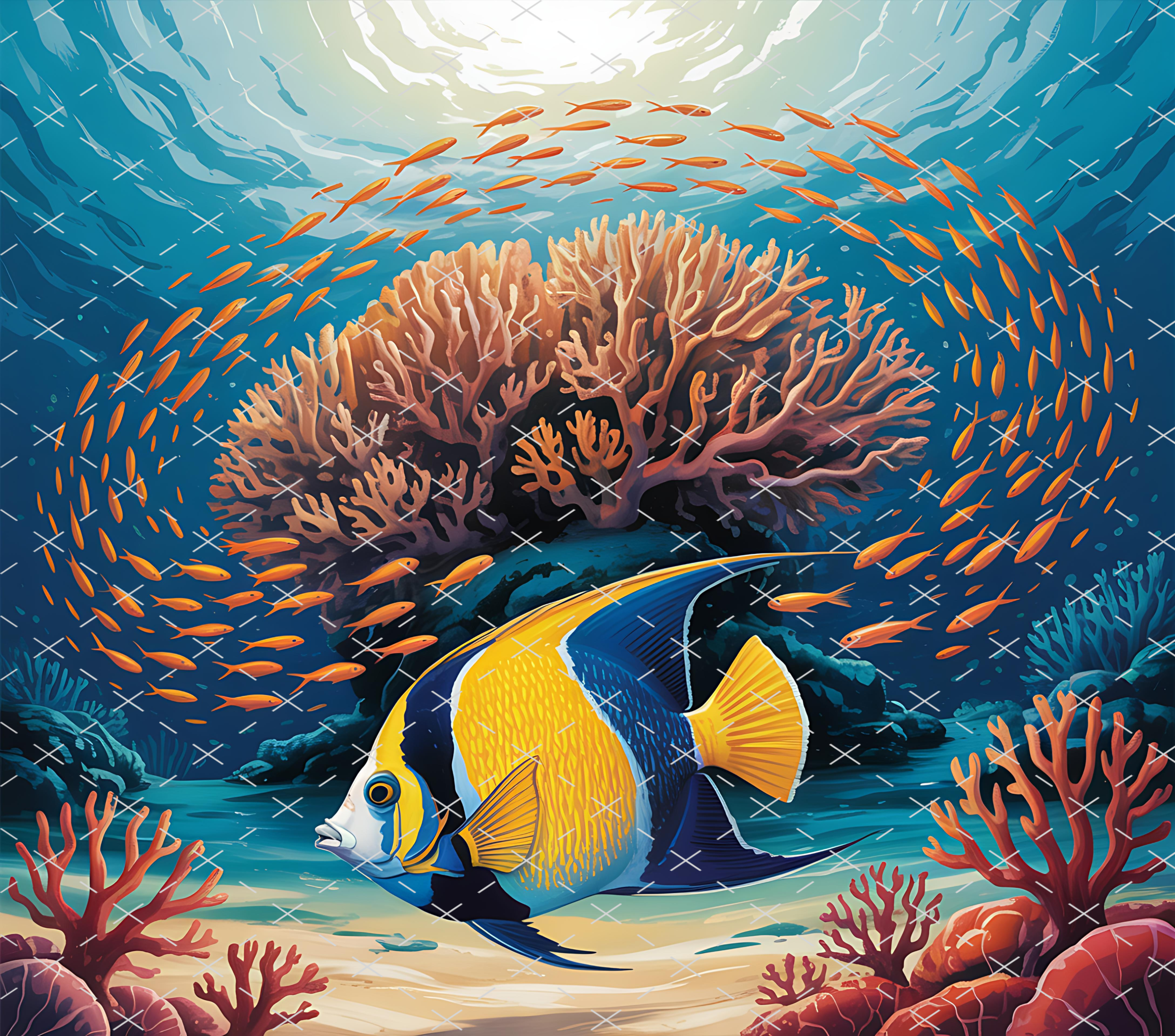 Tropical Coral Reef Fish tumbler wrap 20oz PNG