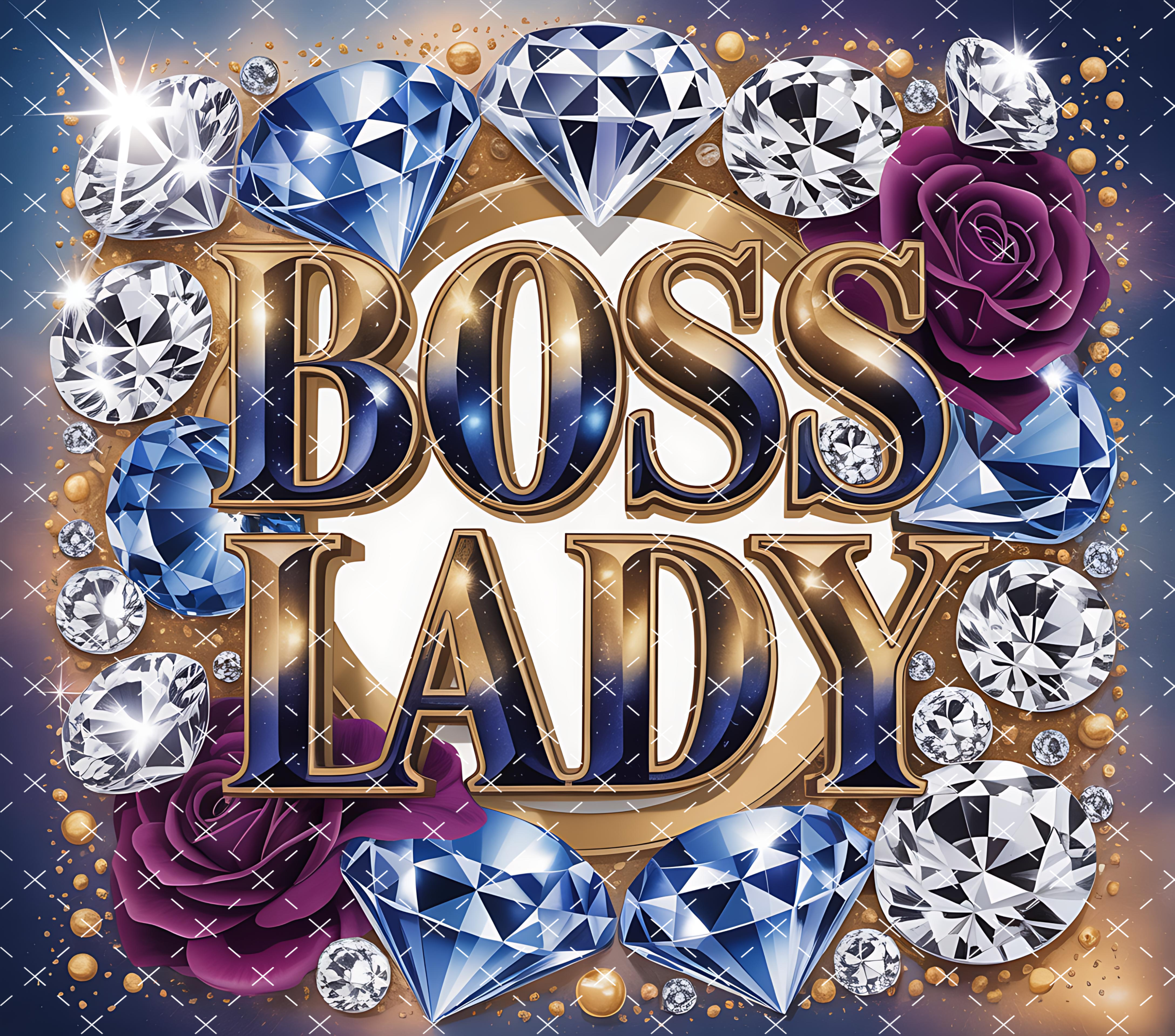 Boss Lady Tumbler Wrap: Luxury Diamond & Purple Rose Design 20oz PNG (Digital Download)