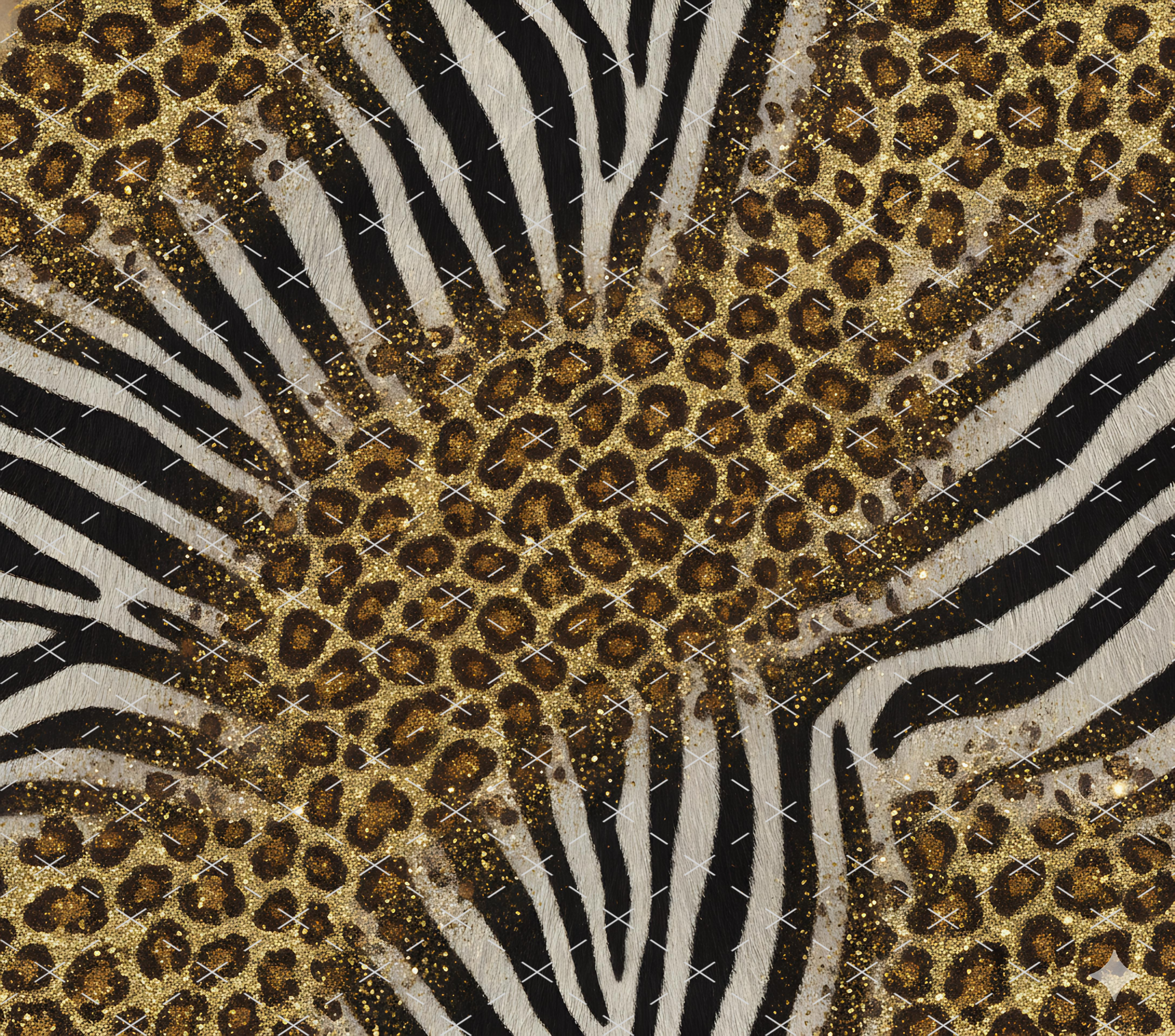 Gold Glitter Leopard Zebra Mix tumbler wrap 20oz PNG