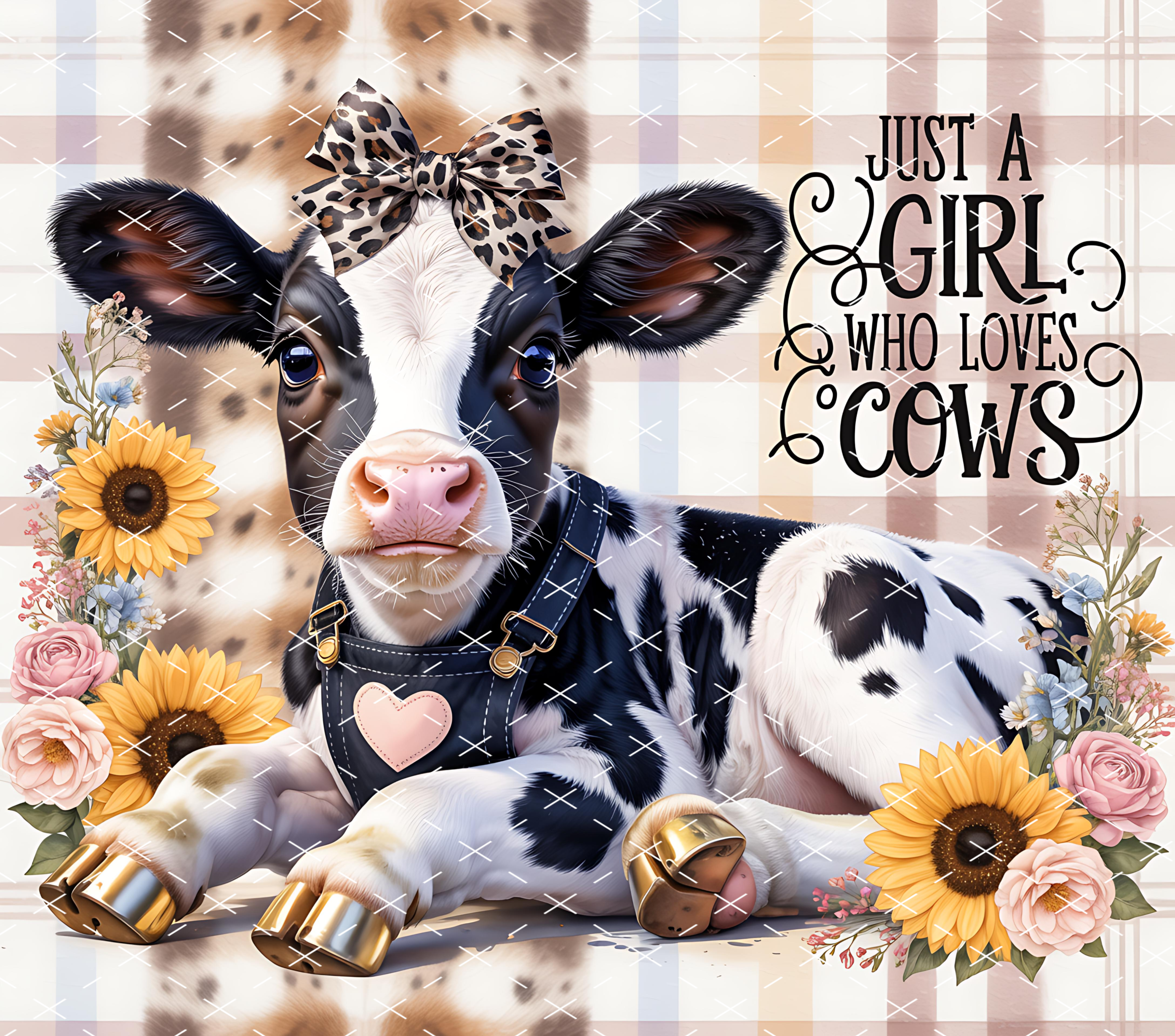 Just a Girl Who Loves Cows Tumbler Wrap 20 oz Skinny Tumbler Sublimation Design, Cute Tumbler Wrap PNG, Cow Tumbler Wrap