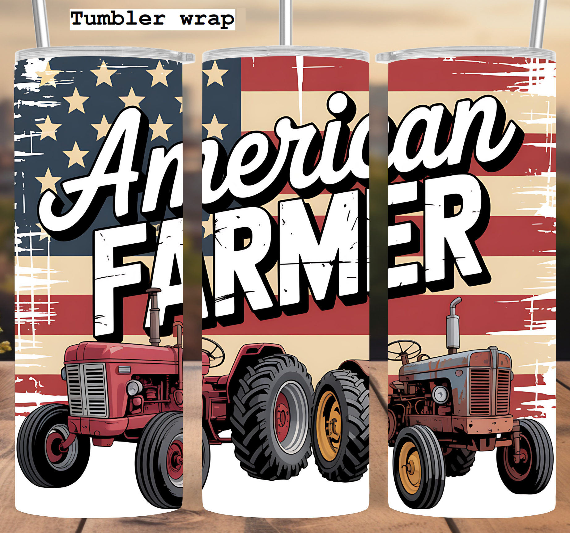 American Farmer Tractor Vintage tumbler wrap 20oz PNG