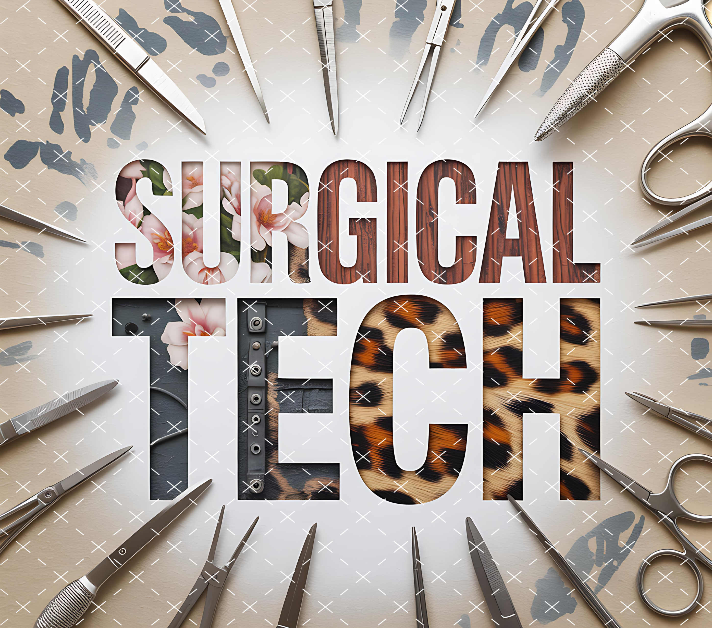 Surgical Tech Leopard Floral Medical Design tumbler wrap 20oz PNG