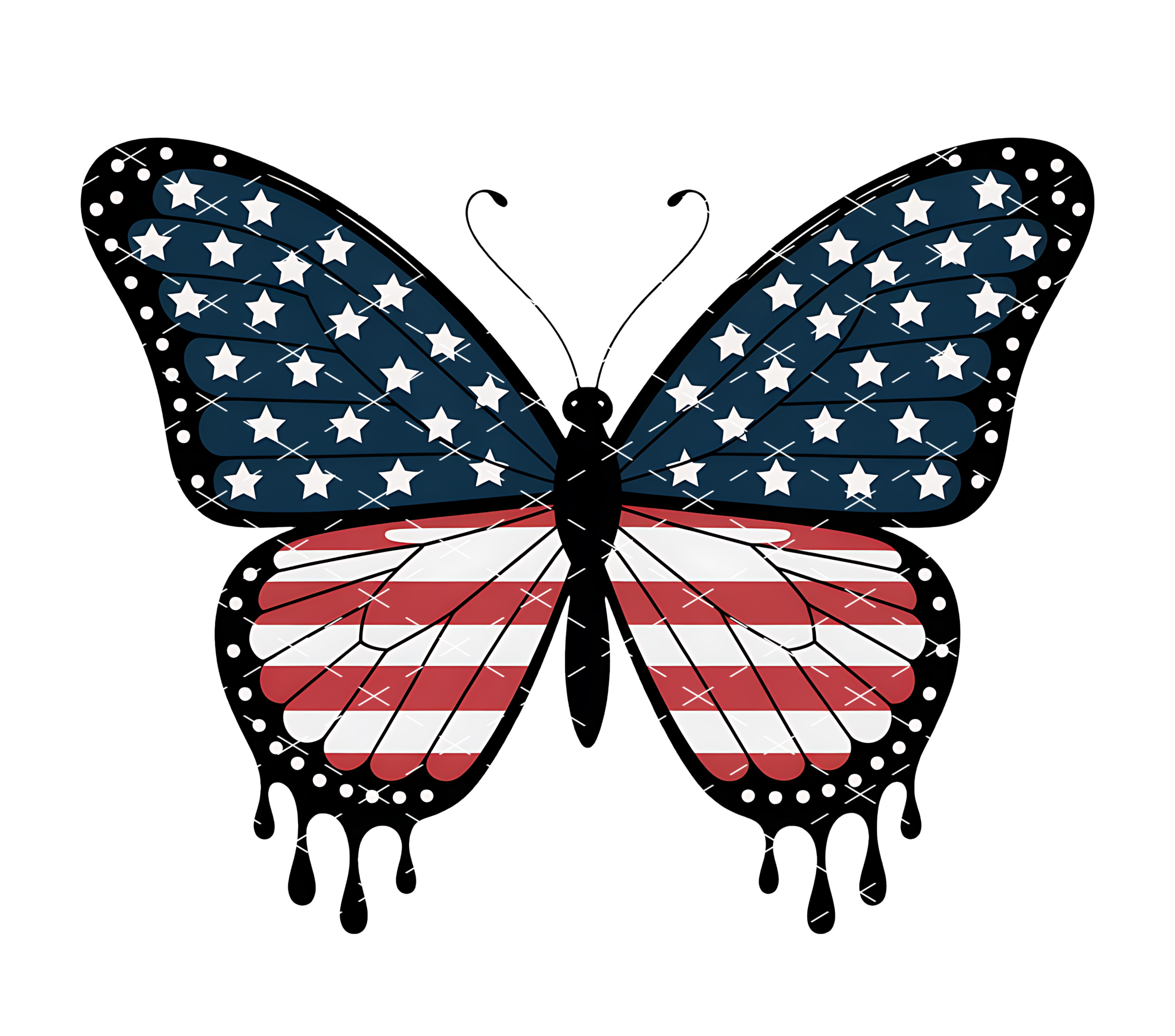 American Flag Butterfly tumbler wrap 20oz PNG