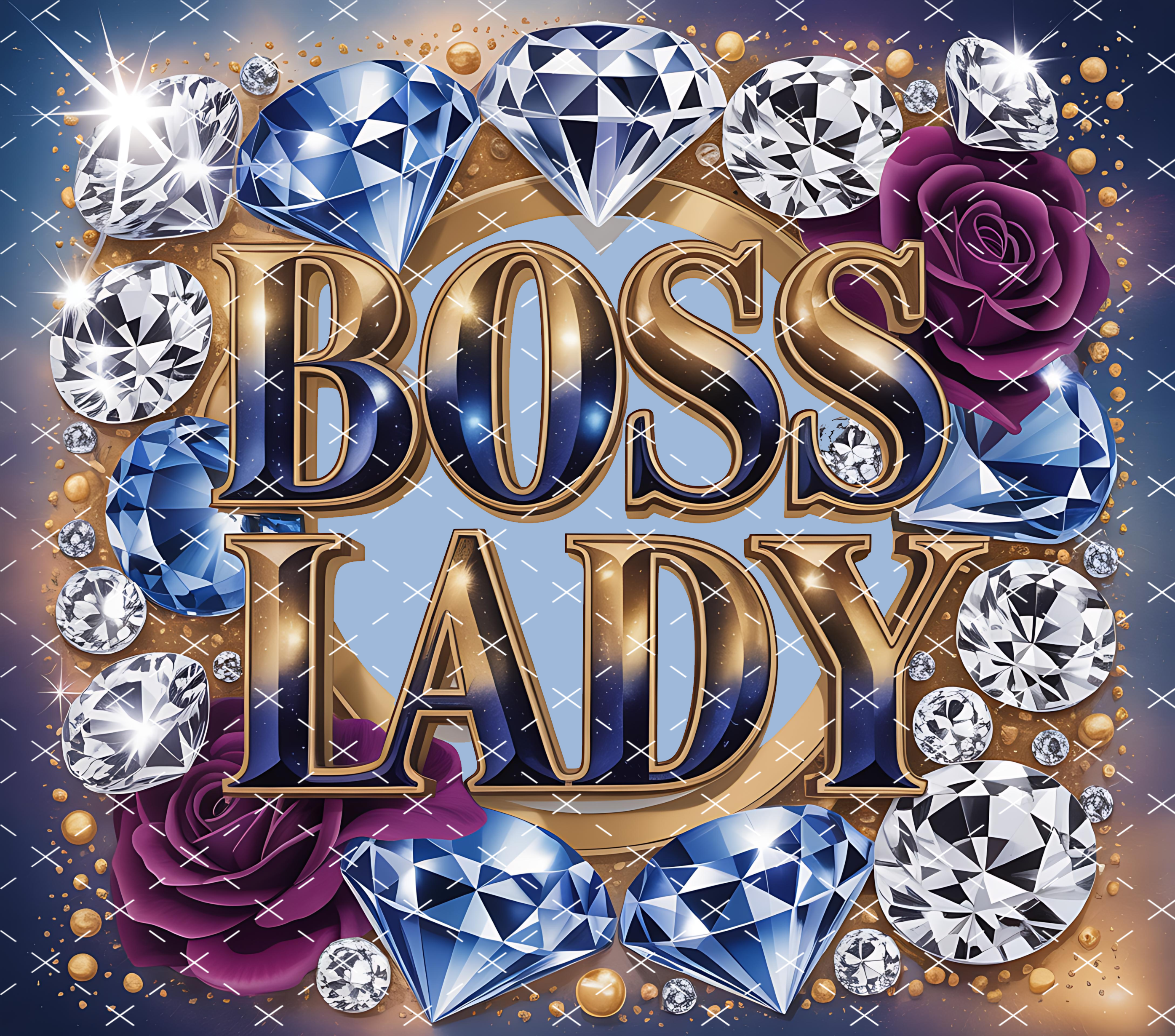 Boss Lady Diamond Glam: Sparkling Luxury Purple Rose and Crystal Aesthetic tumbler wrap 20oz PNG