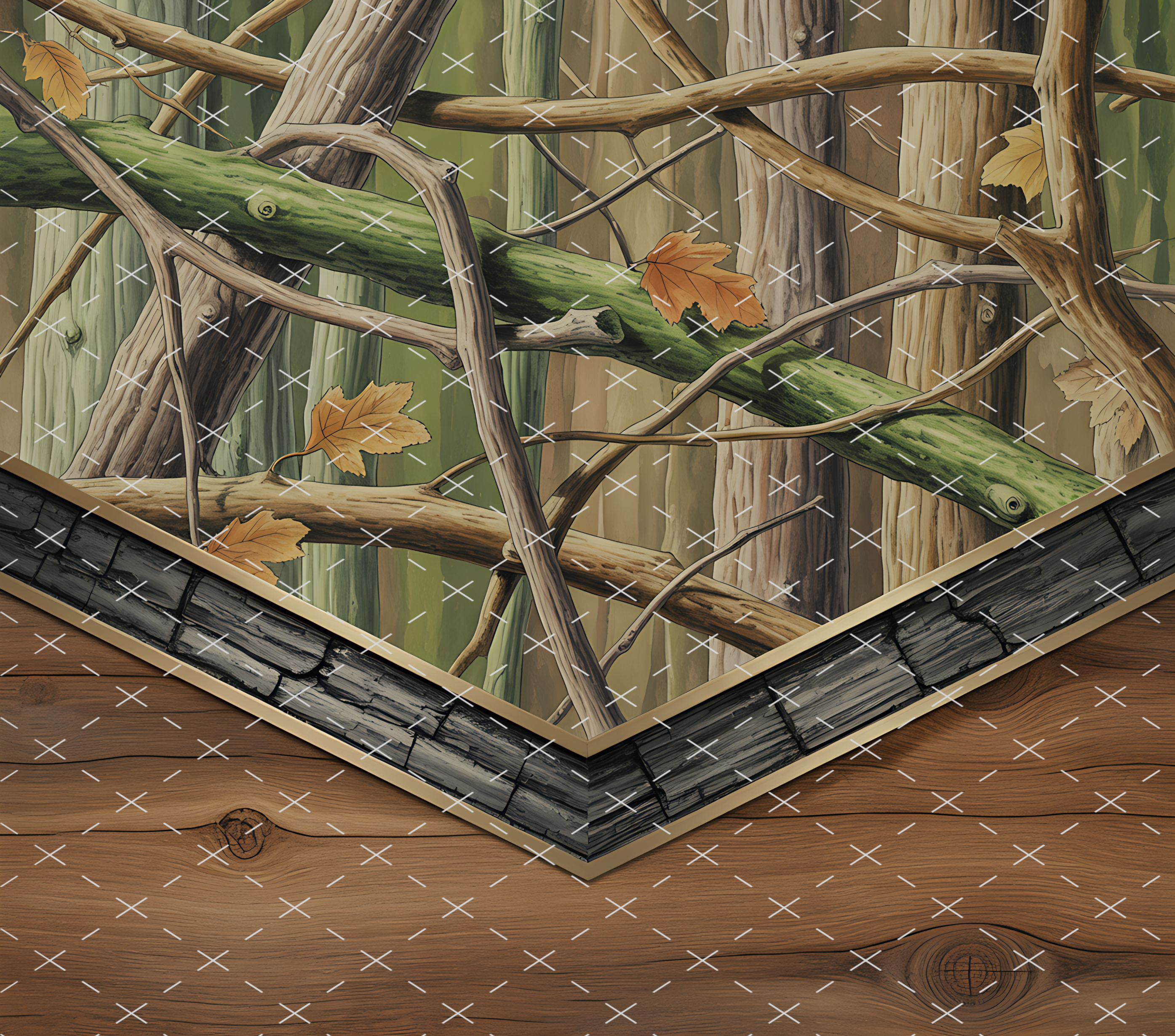 Forest Camo Wood Branch Leaves tumbler wrap 20oz PNG