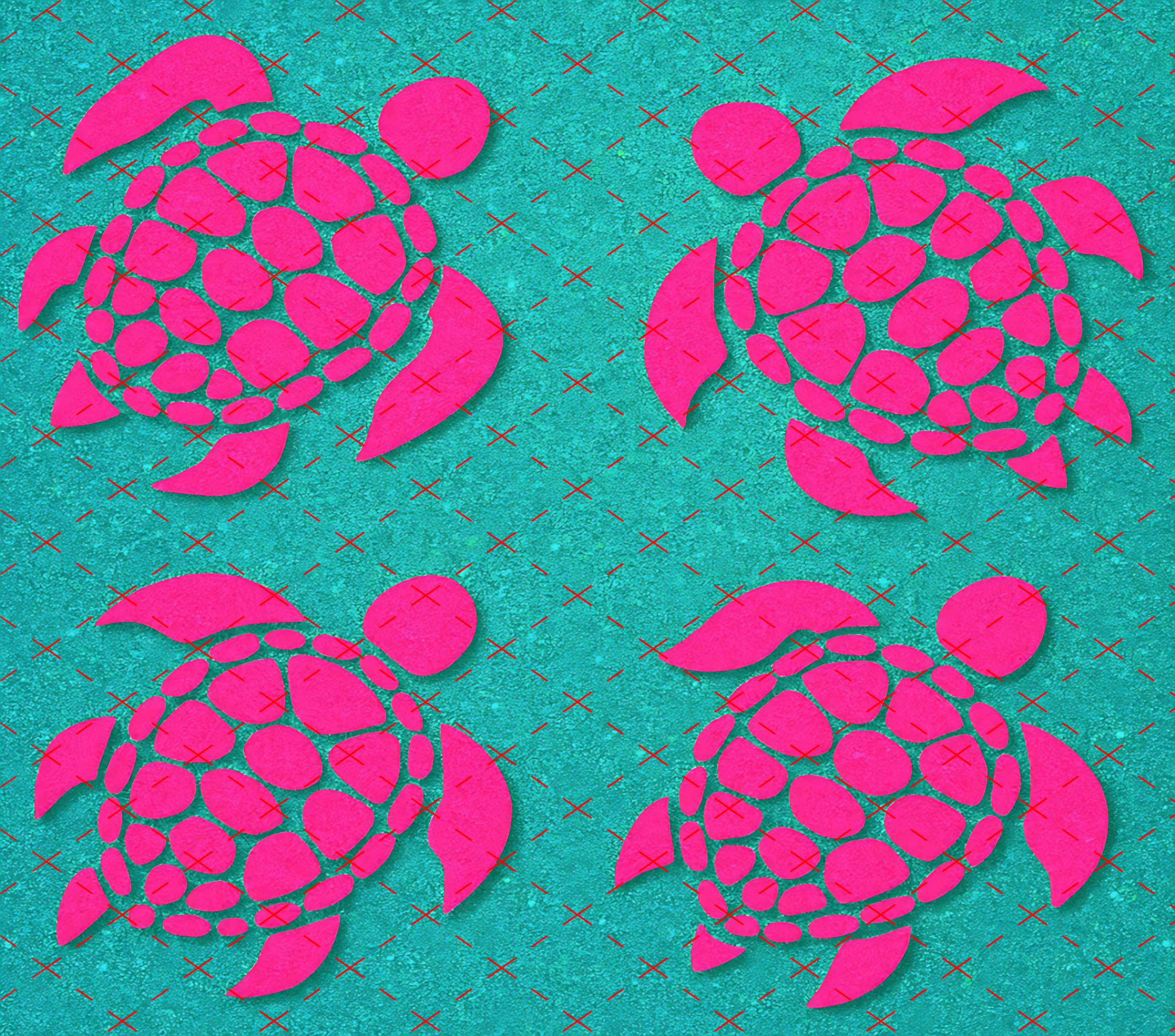 Pink Sea Turtle Pattern: Tropical Beach Style tumbler wrap 20oz PNG