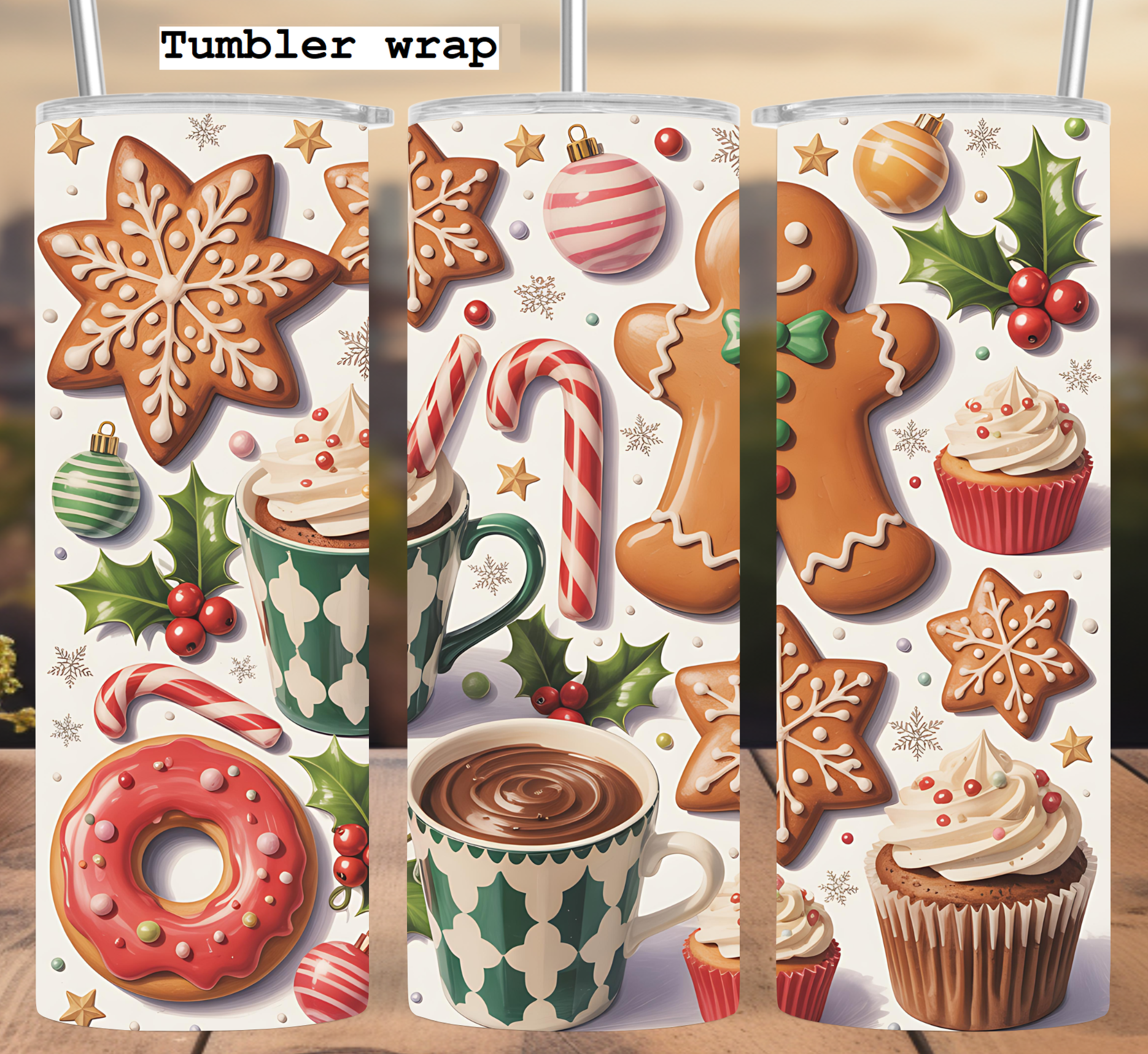 Gingerbread Cookies and Cocoa: Festive Christmas Treats tumbler wrap 20oz PNG