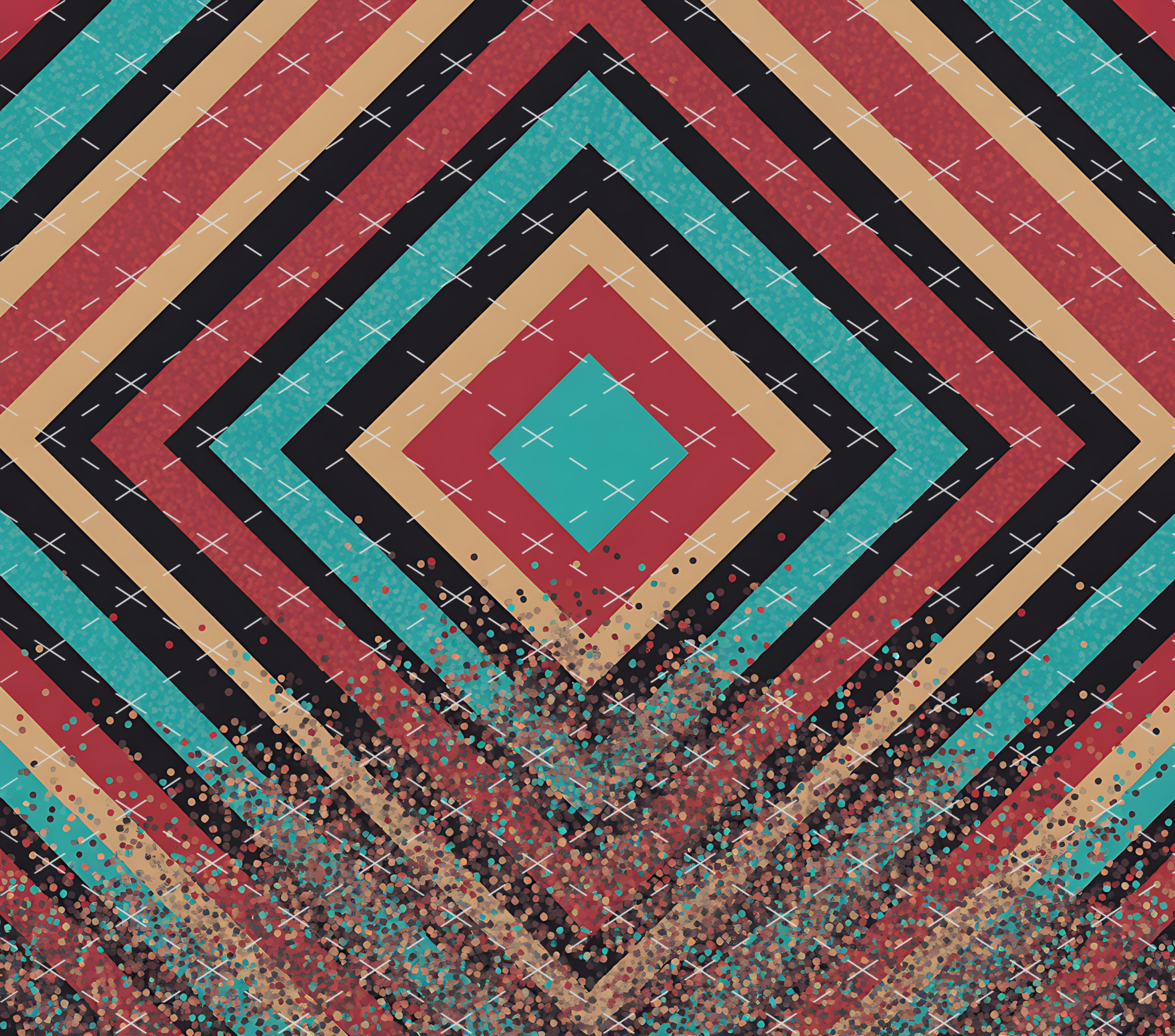 Boho Geometric Turquoise Red Gold Glitter tumbler wrap 20oz PNG