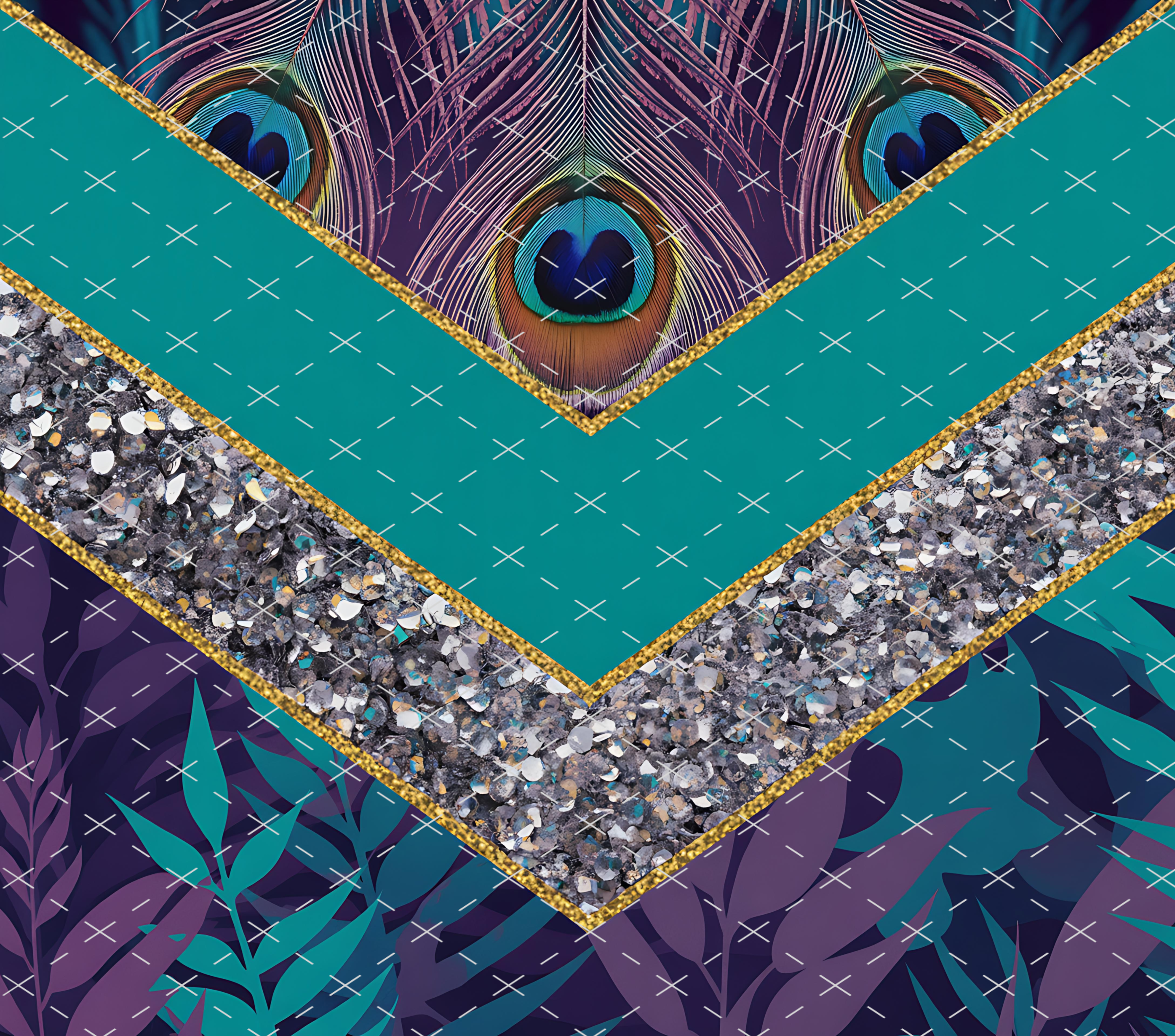 Peacock Feather Glitter tumbler wrap 20oz PNG