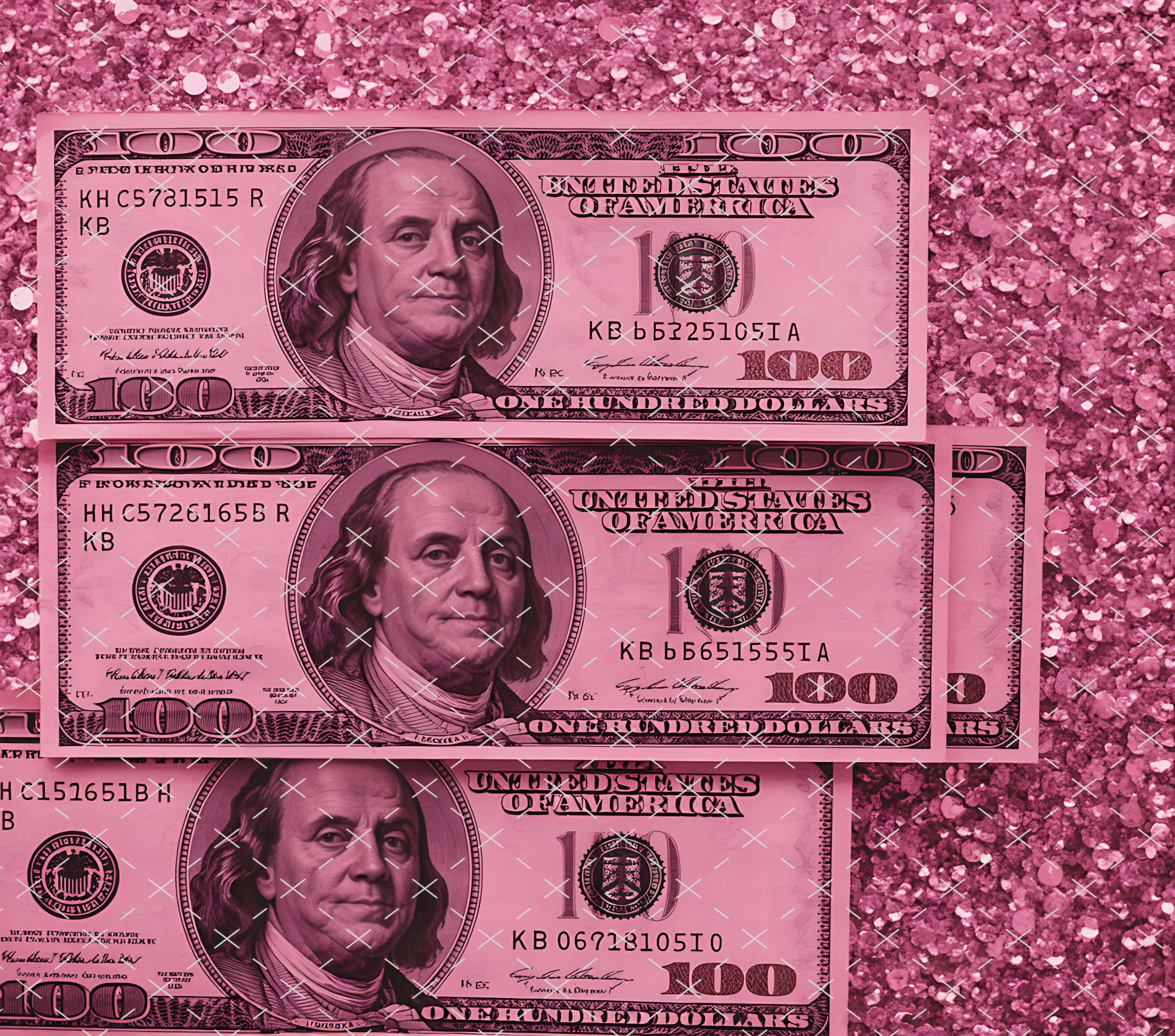 Pink Money Vibes: Glam Glitter Cash Aesthetic tumbler wrap 20oz PNG
