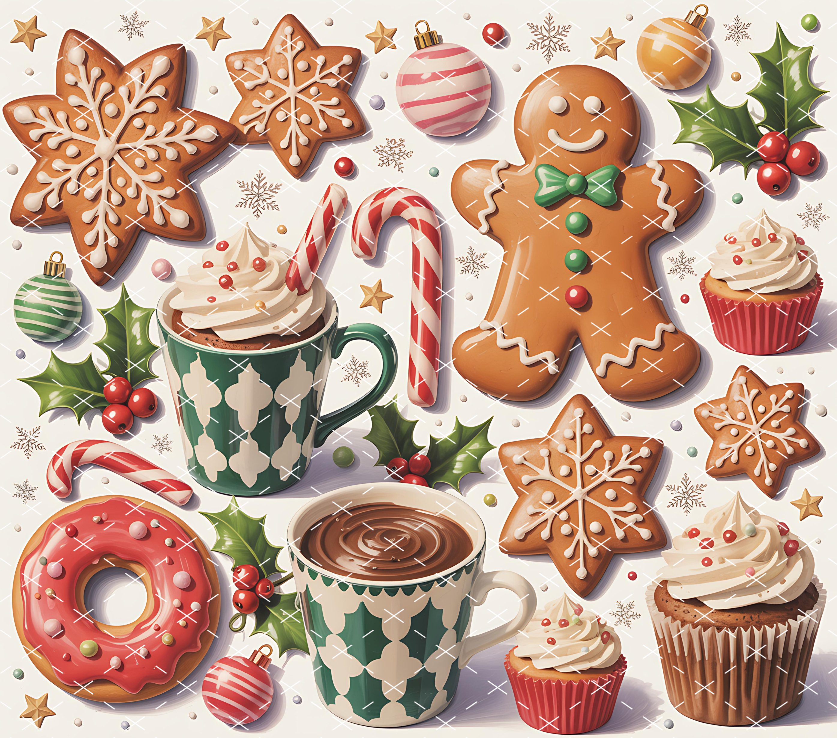 Gingerbread Cookies and Cocoa: Festive Christmas Treats tumbler wrap 20oz PNG