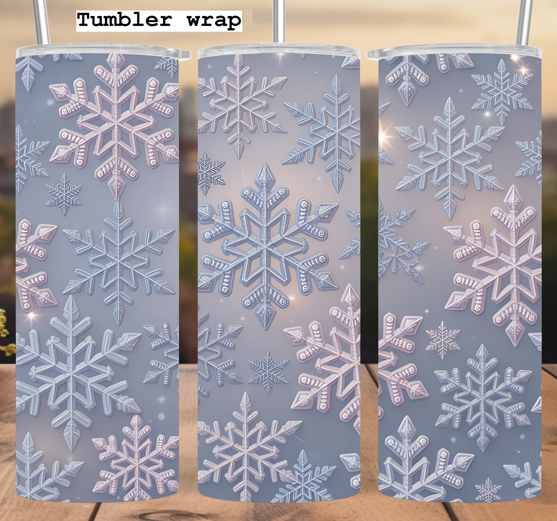 christmas pastel snowflake shimmer winter tumbler wrap 20oz