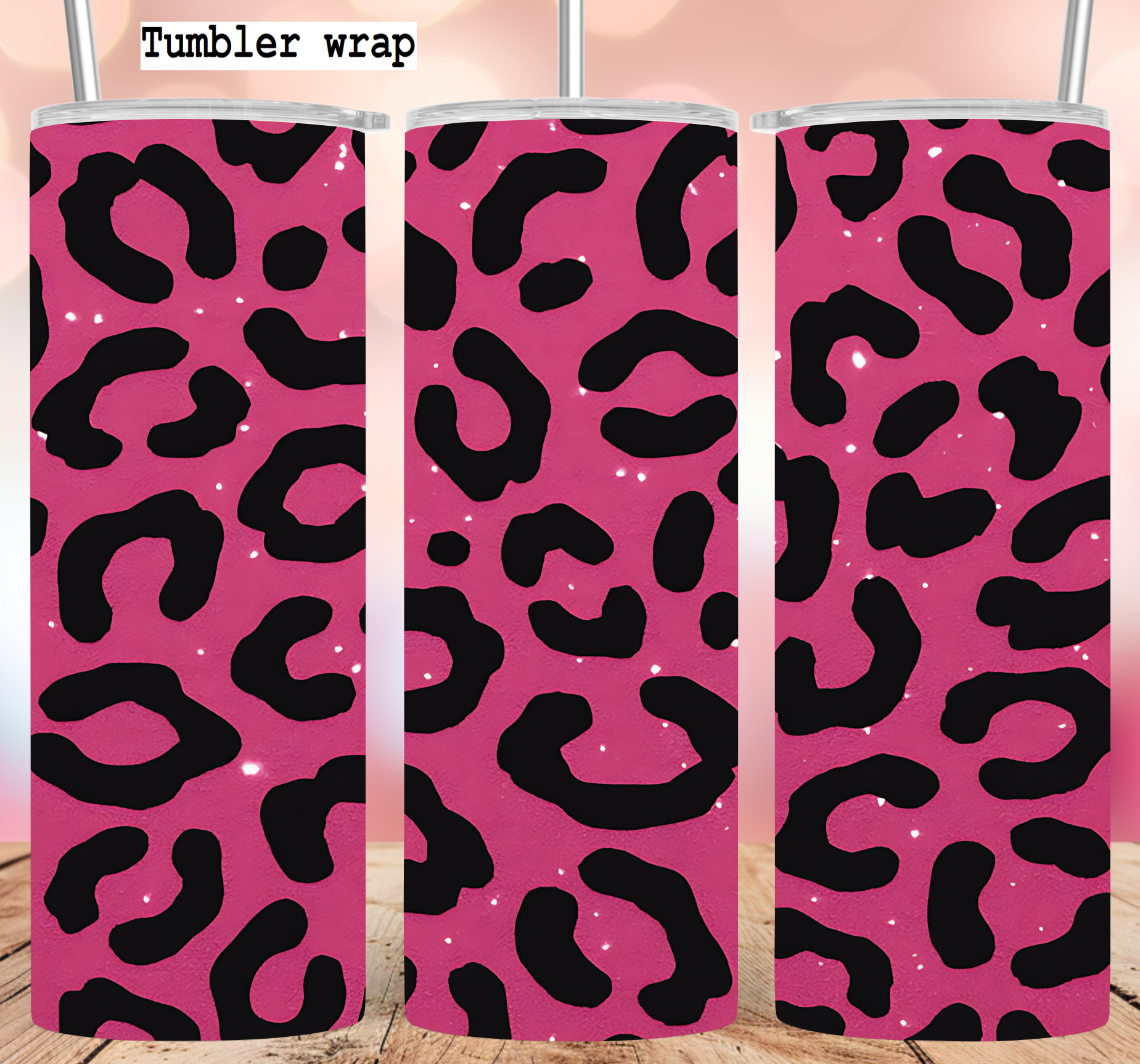 Pink Glam Leopard Print Design tumbler wrap 20oz PNG