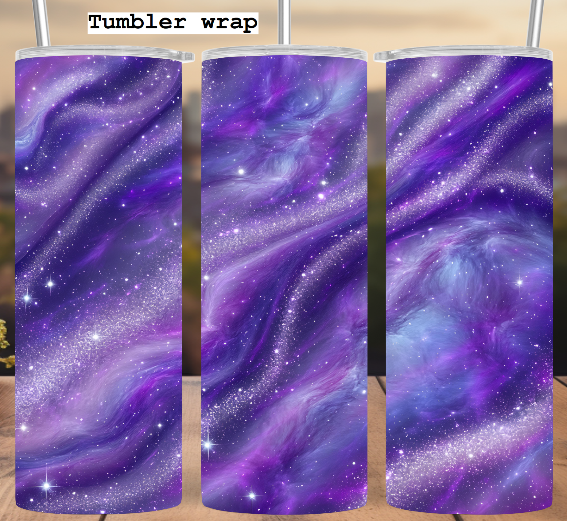 Purple Glitter Tumbler Wrap: Amethyst Marble Galaxy Design 20oz PNG (Digital Download)