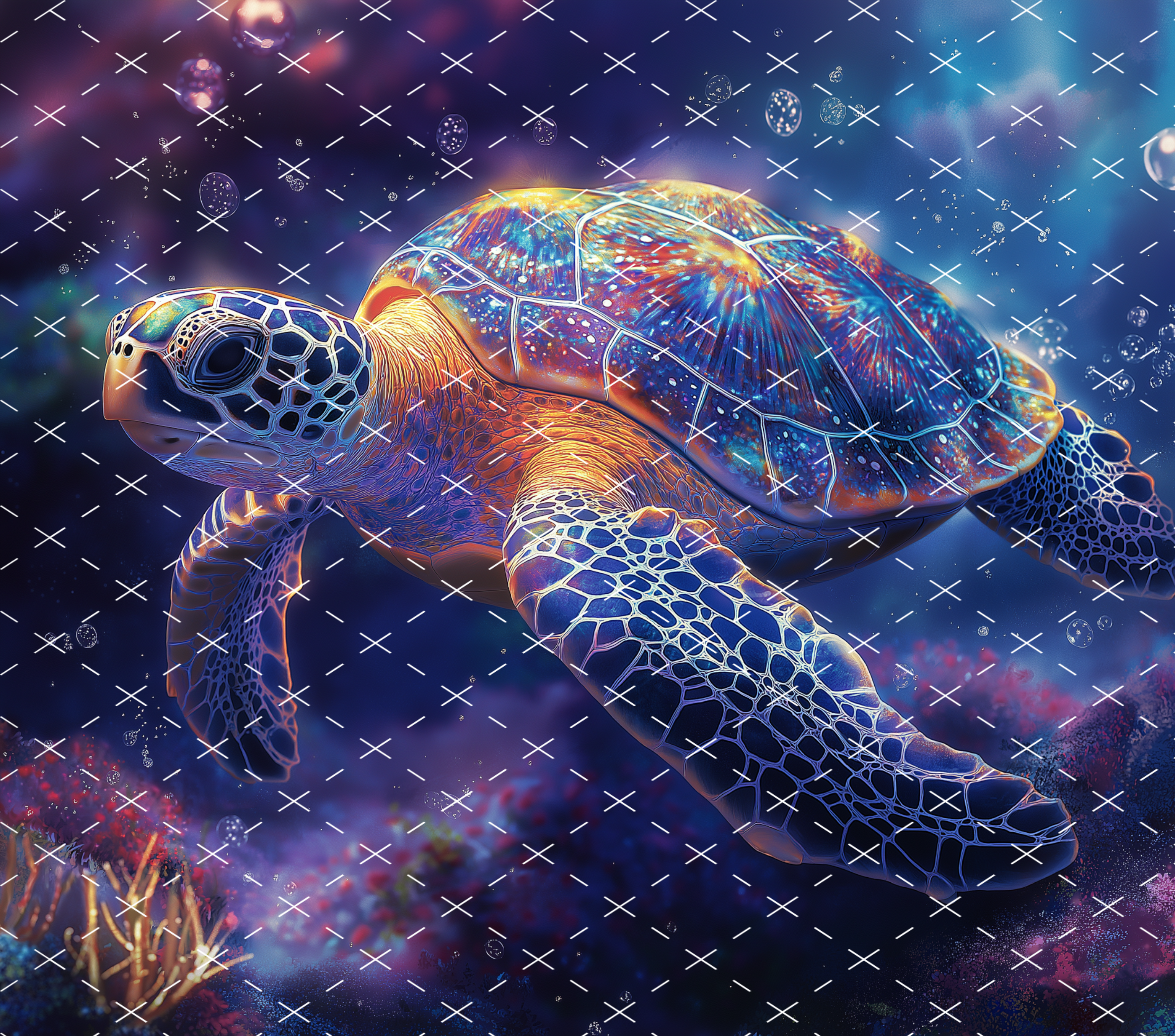 Sea Turtle Ocean Art: Colorful Fantasy Underwater Design tumbler wrap 20oz PNG
