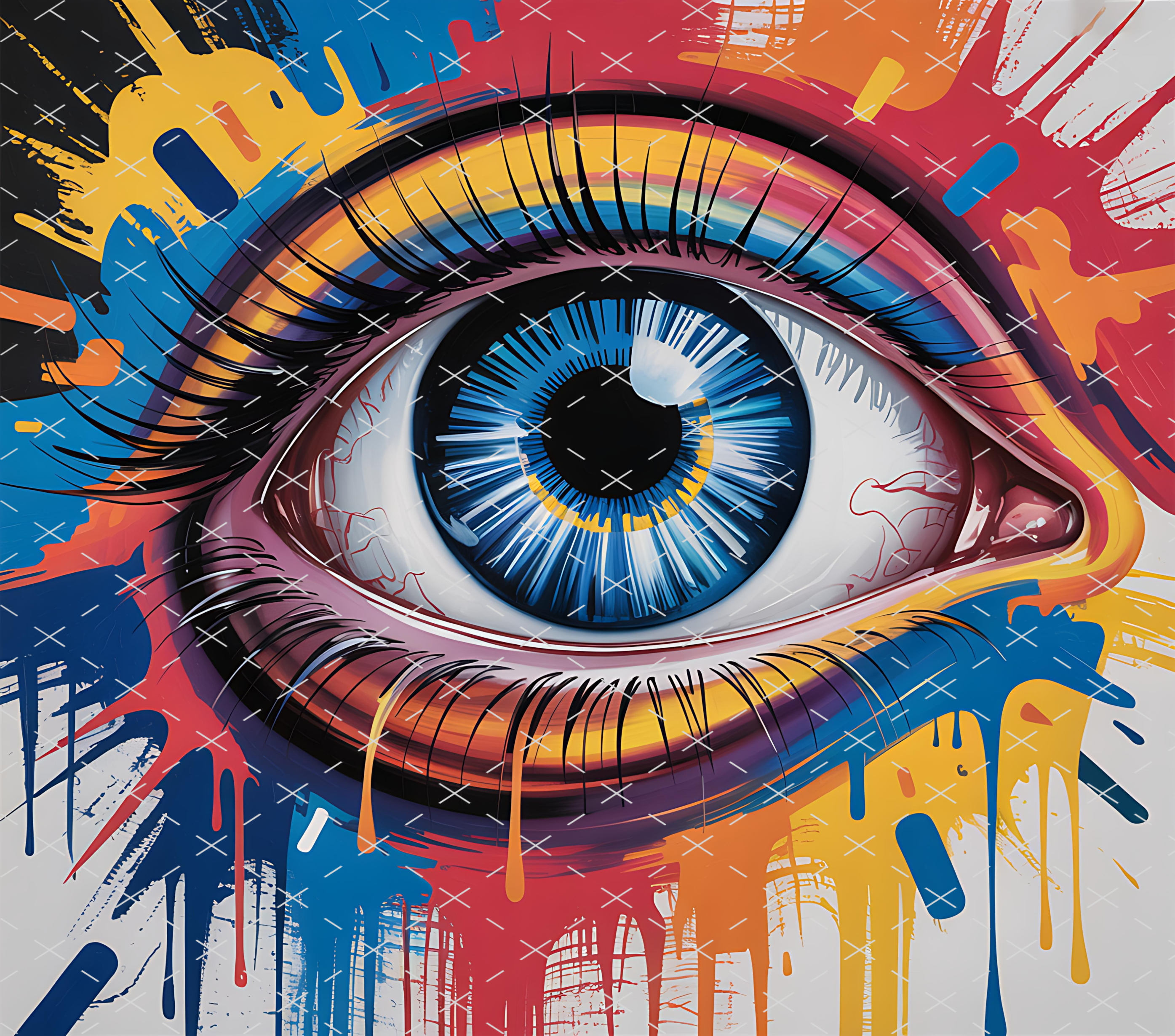 Colorful Eye Splash Design tumbler wrap 20oz PNG